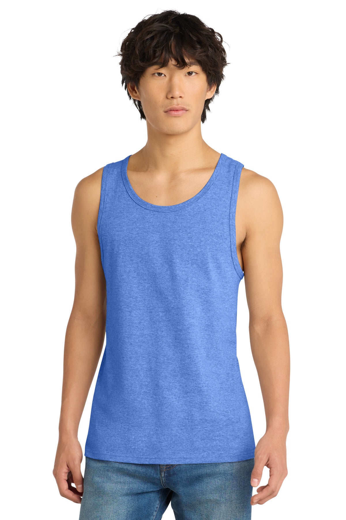 Custom logo District® The Concert Tank®. DT5300 in Heathered Royal