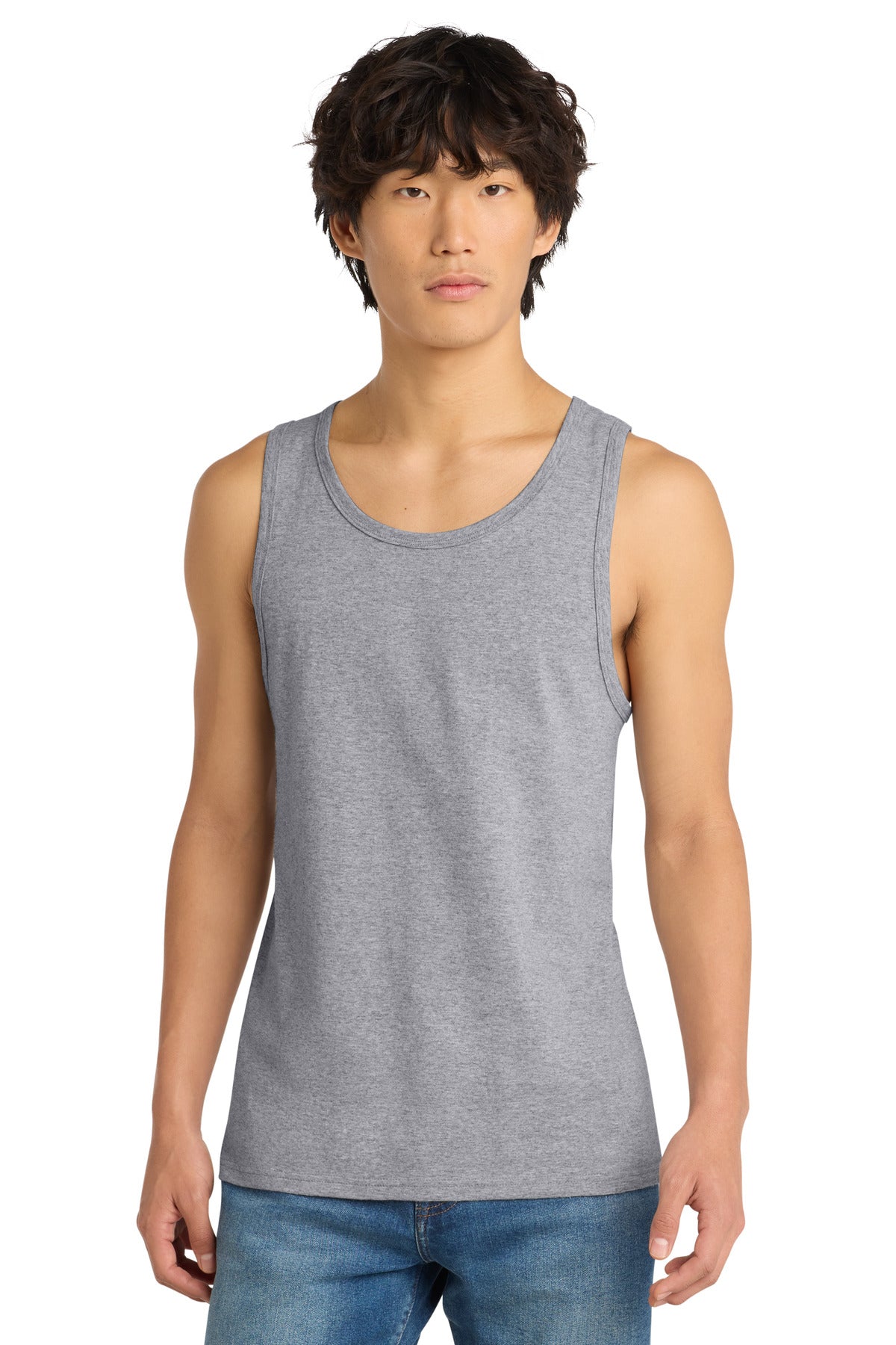 Custom logo District® The Concert Tank®. DT5300 in Heather Grey