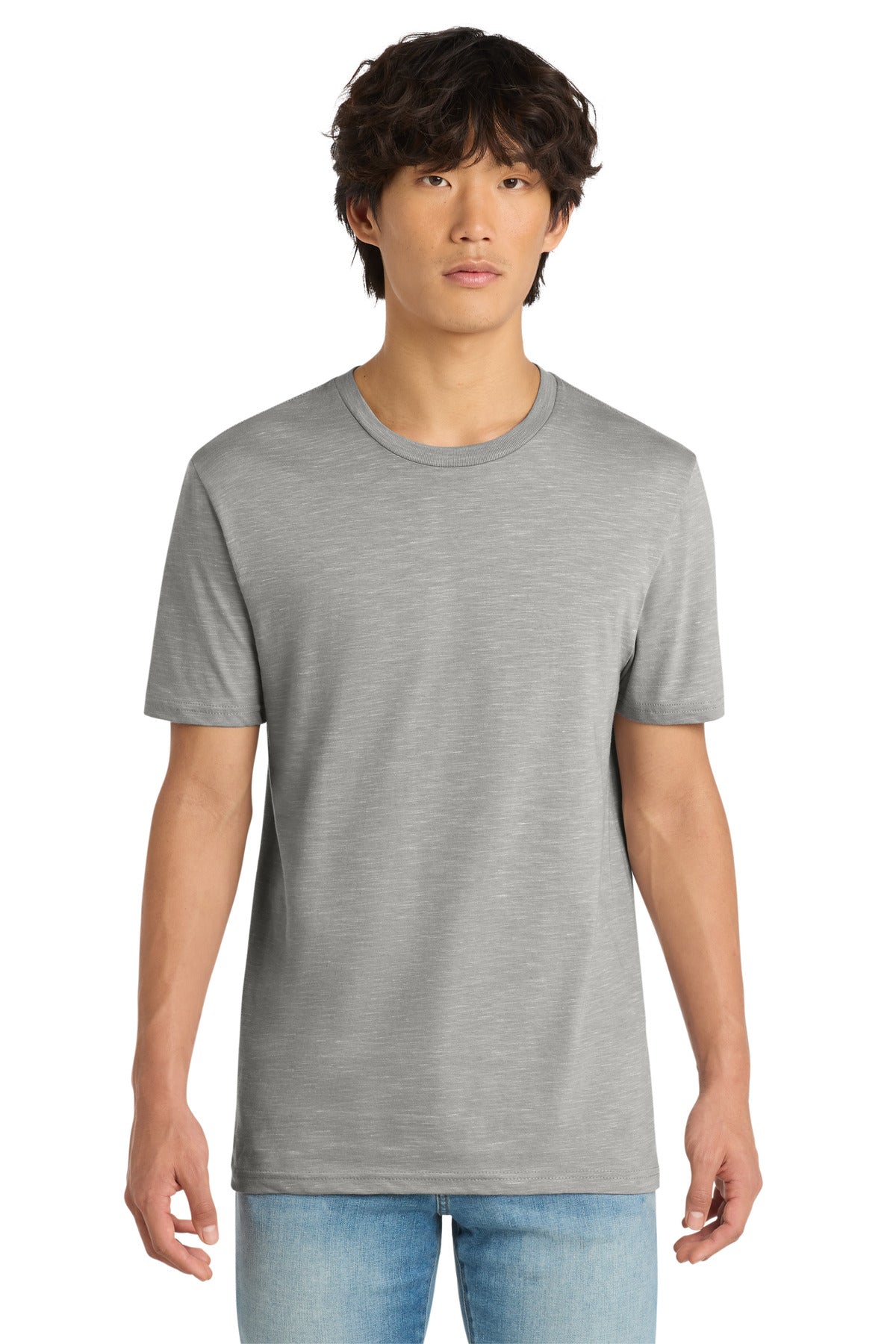 Custom logo District ® Medal Tee. DT564 in Light Grey