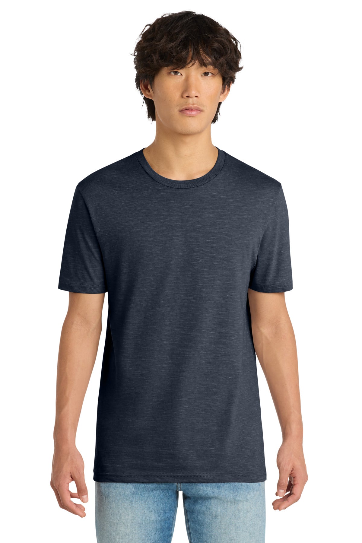 Custom logo District ® Medal Tee. DT564 in New Navy