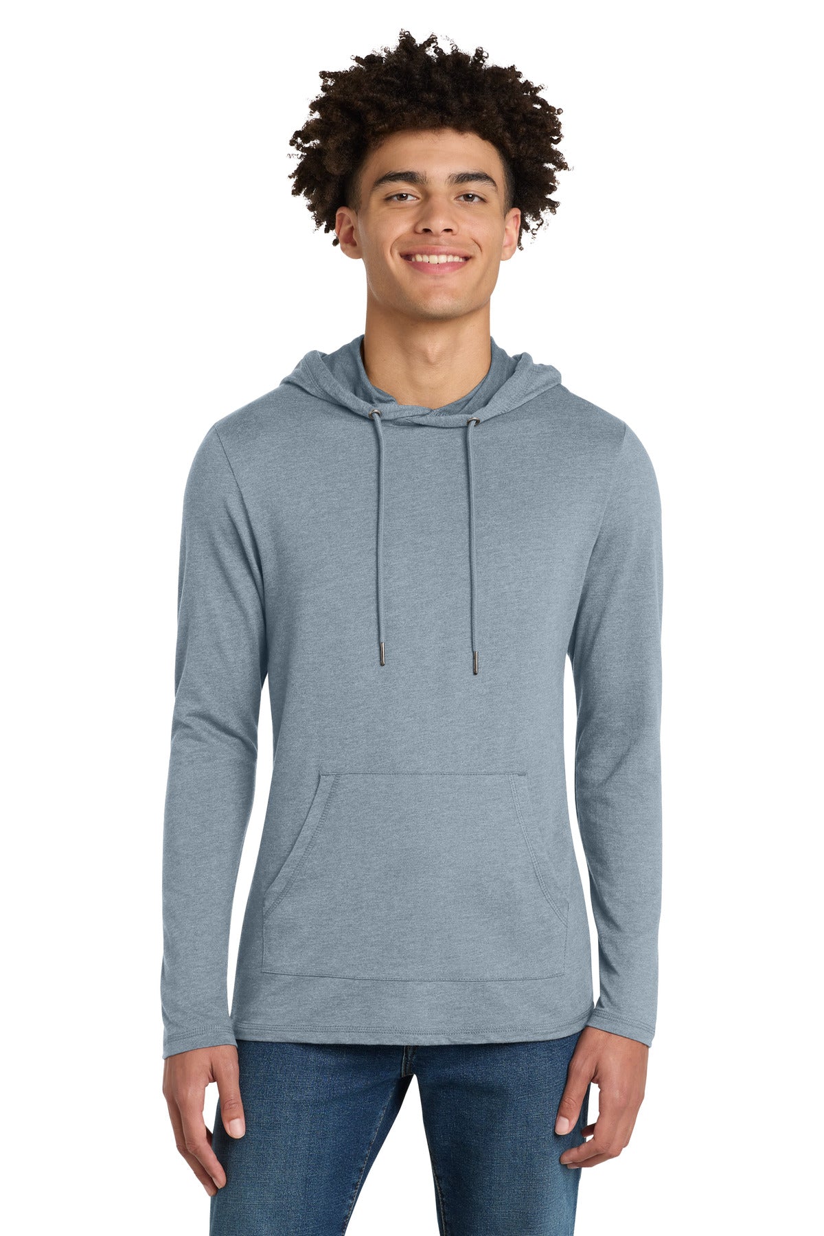 Custom logo District ® Featherweight French Terry ™ Hoodie DT571 in Flint Blue Heather