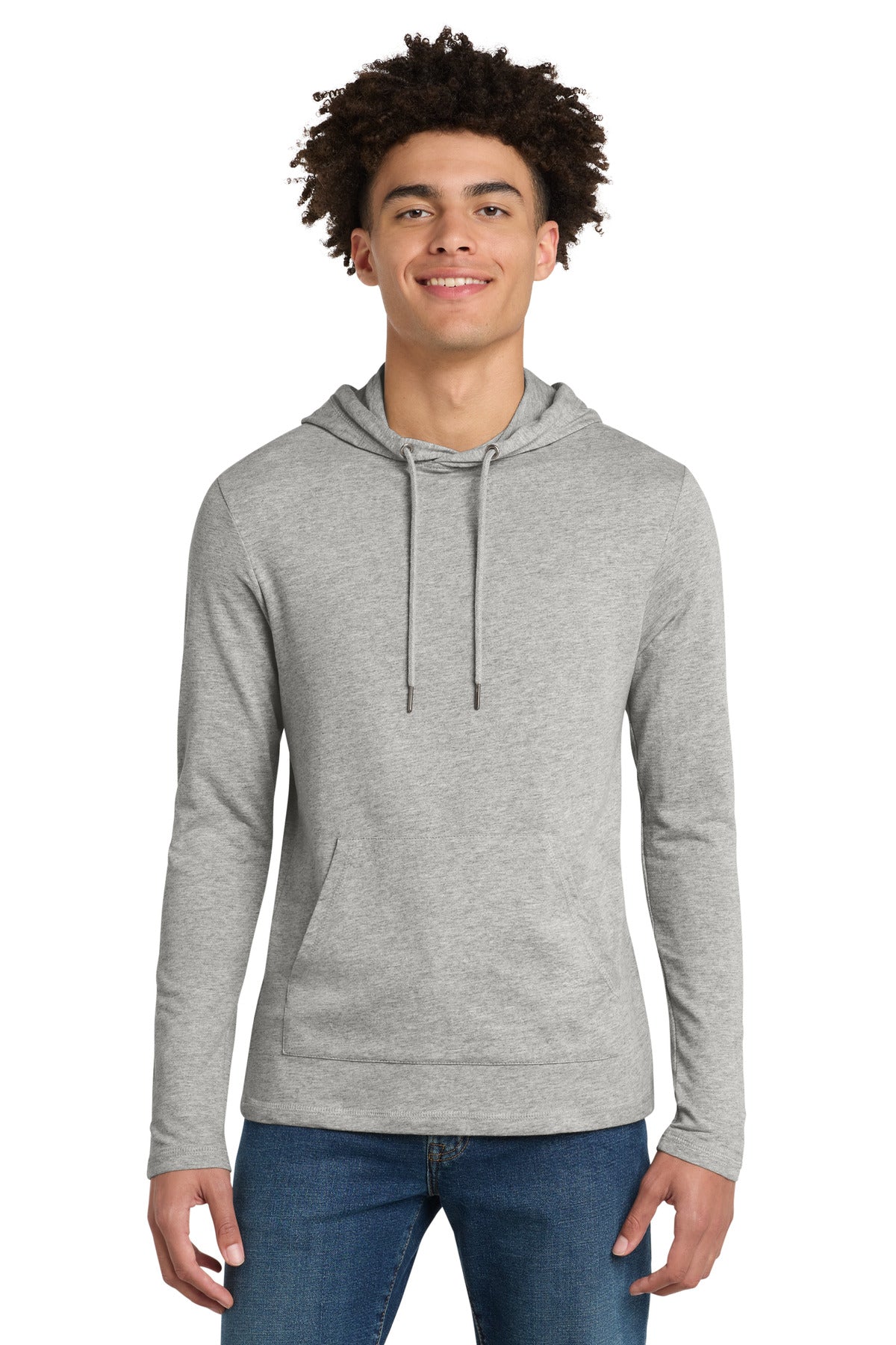 Custom logo District ® Featherweight French Terry ™ Hoodie DT571 in Light Heather Grey