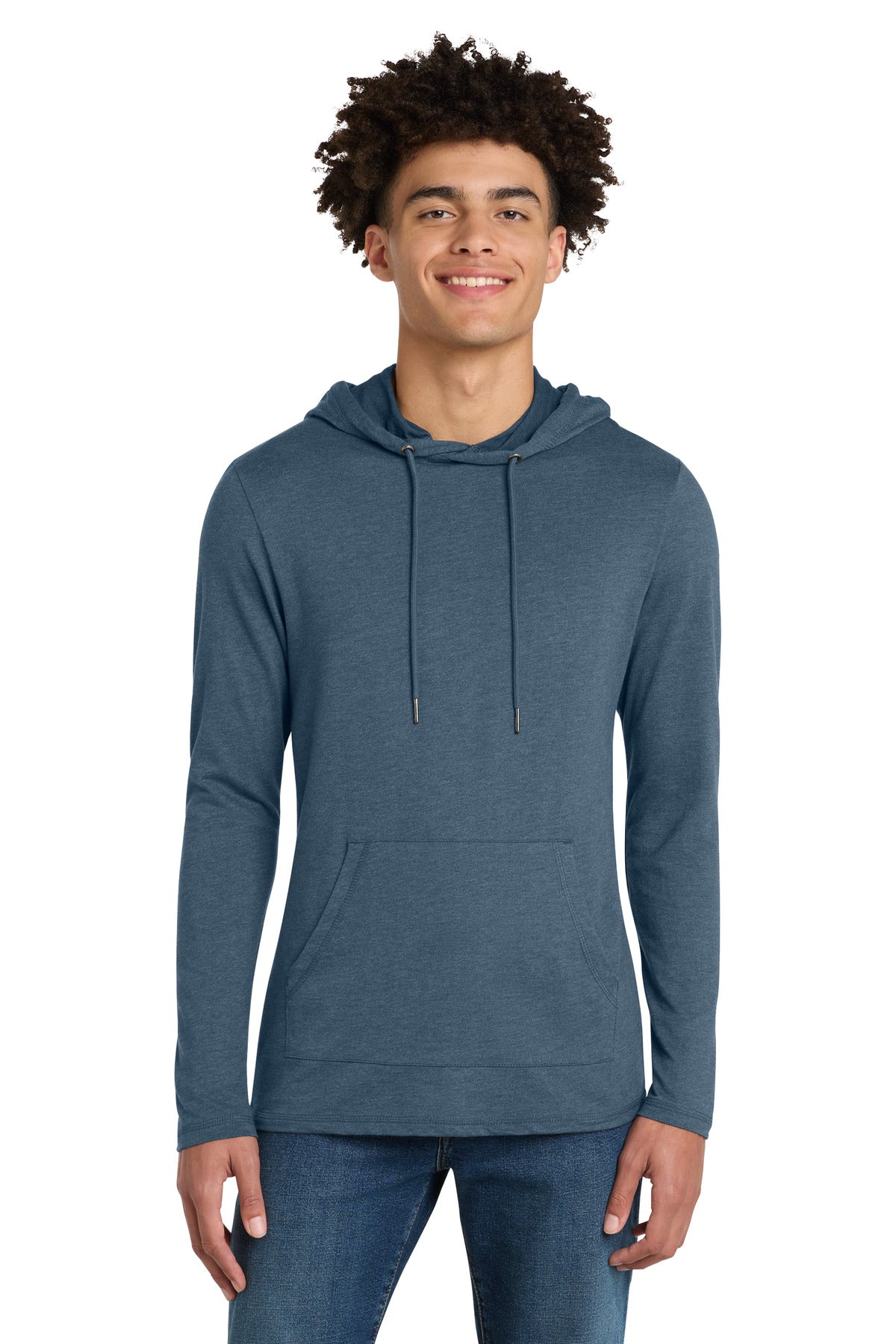 Custom logo District ® Featherweight French Terry ™ Hoodie DT571 in Washed Indigo