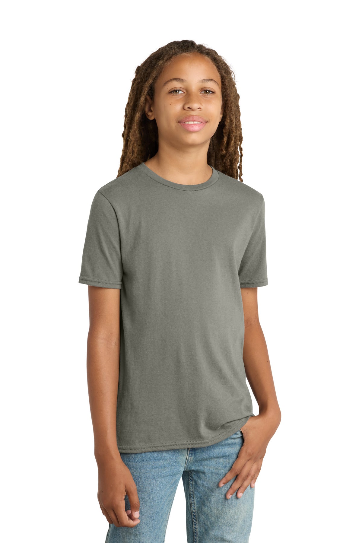 Custom logo District® Youth Very Important Tee®. DT6000Y in Deep Smoke
