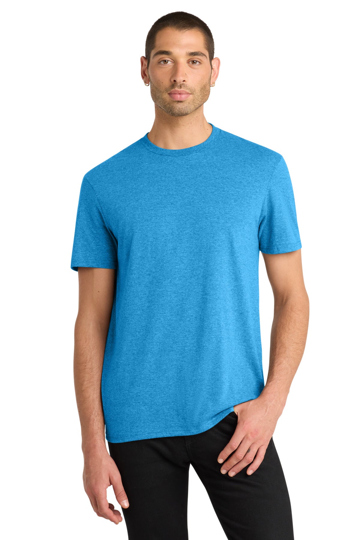 Custom logo District® Very Important Tee®. DT6000 in Heathered Bright Turquoise
