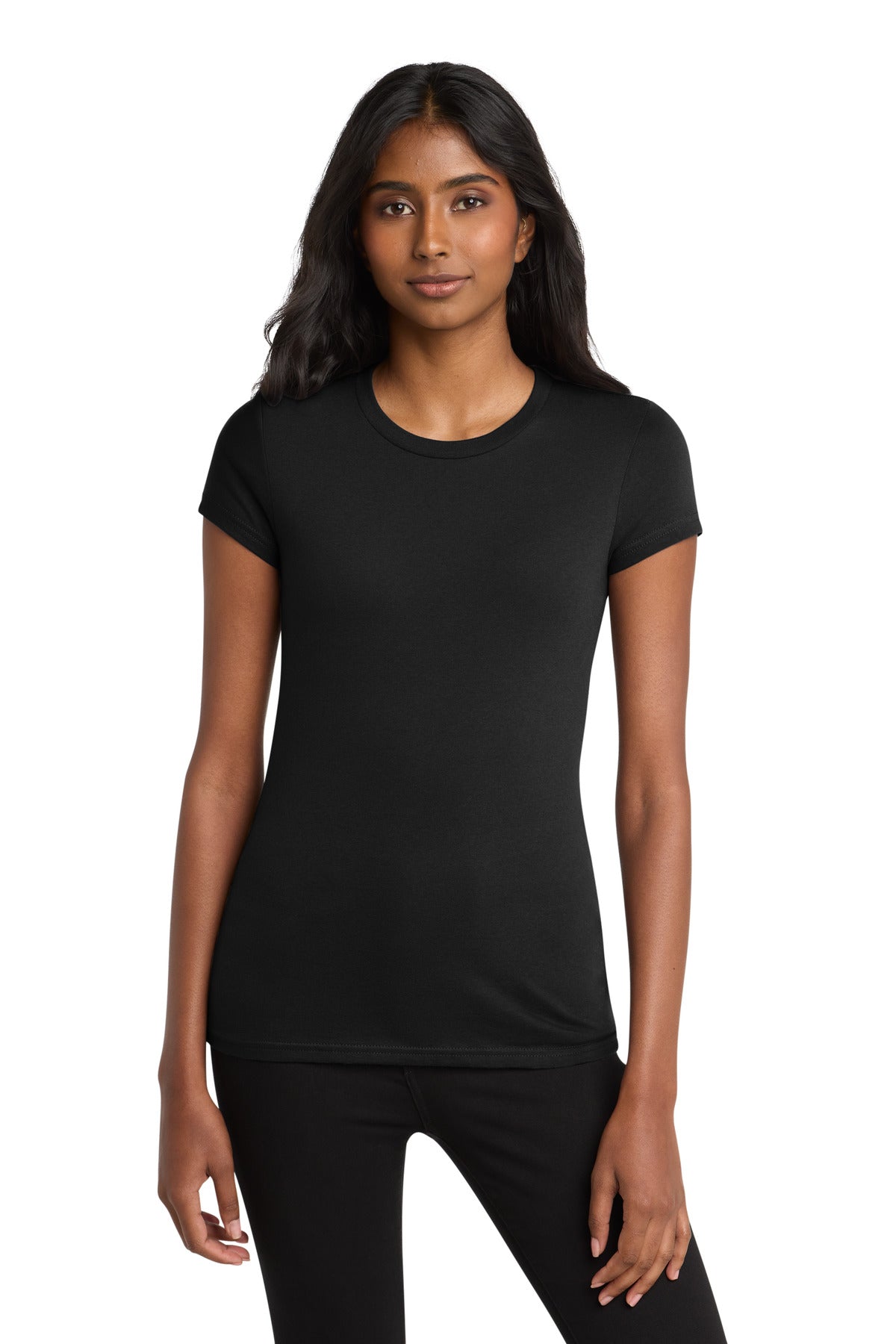 Custom logo District® Women's Fitted Very Important Tee®. DT6001 in Black