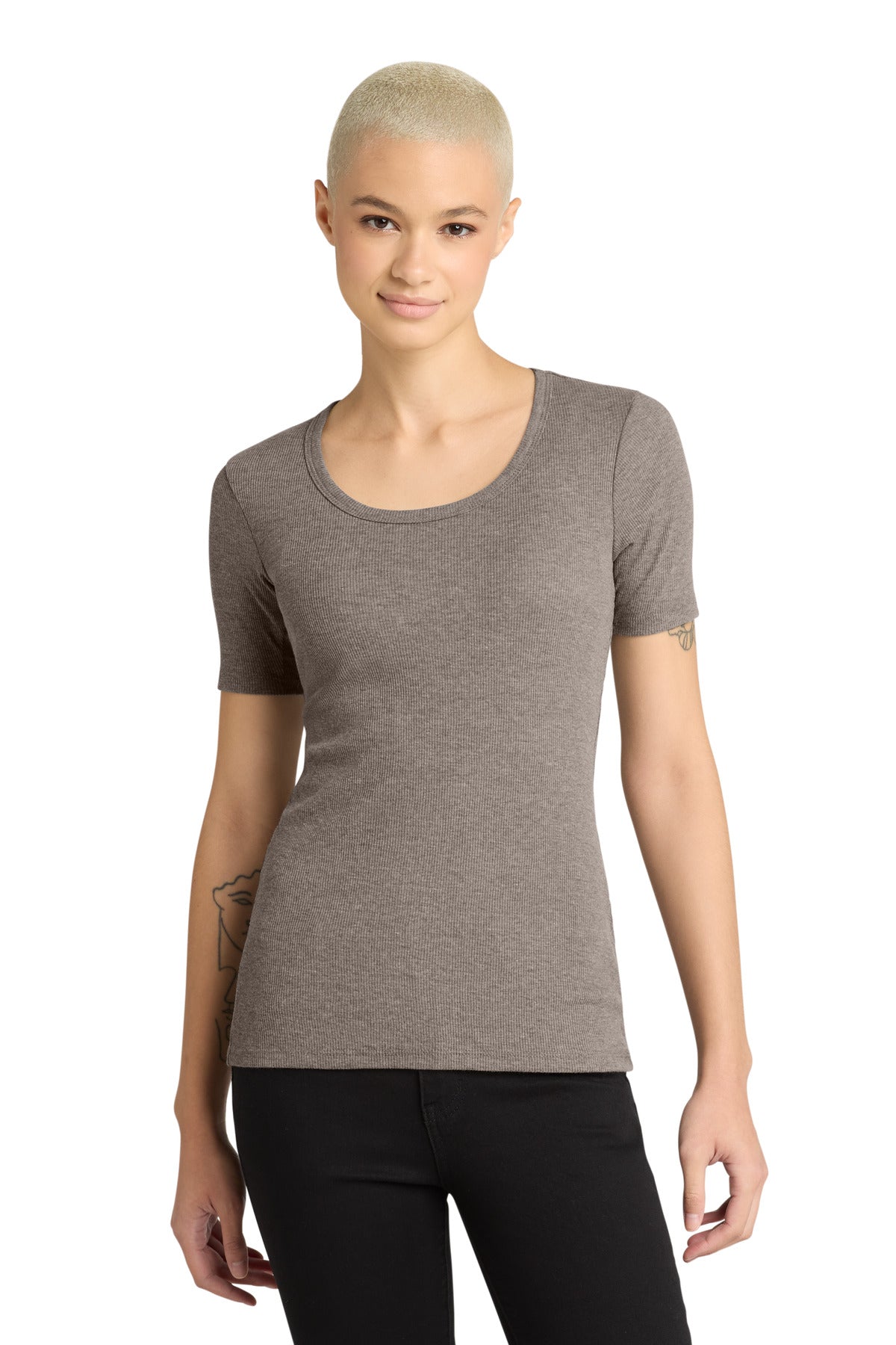 Custom logo District® Women's V.I.T.™Rib Scoop Neck Tee DT6020 in Grey Frost