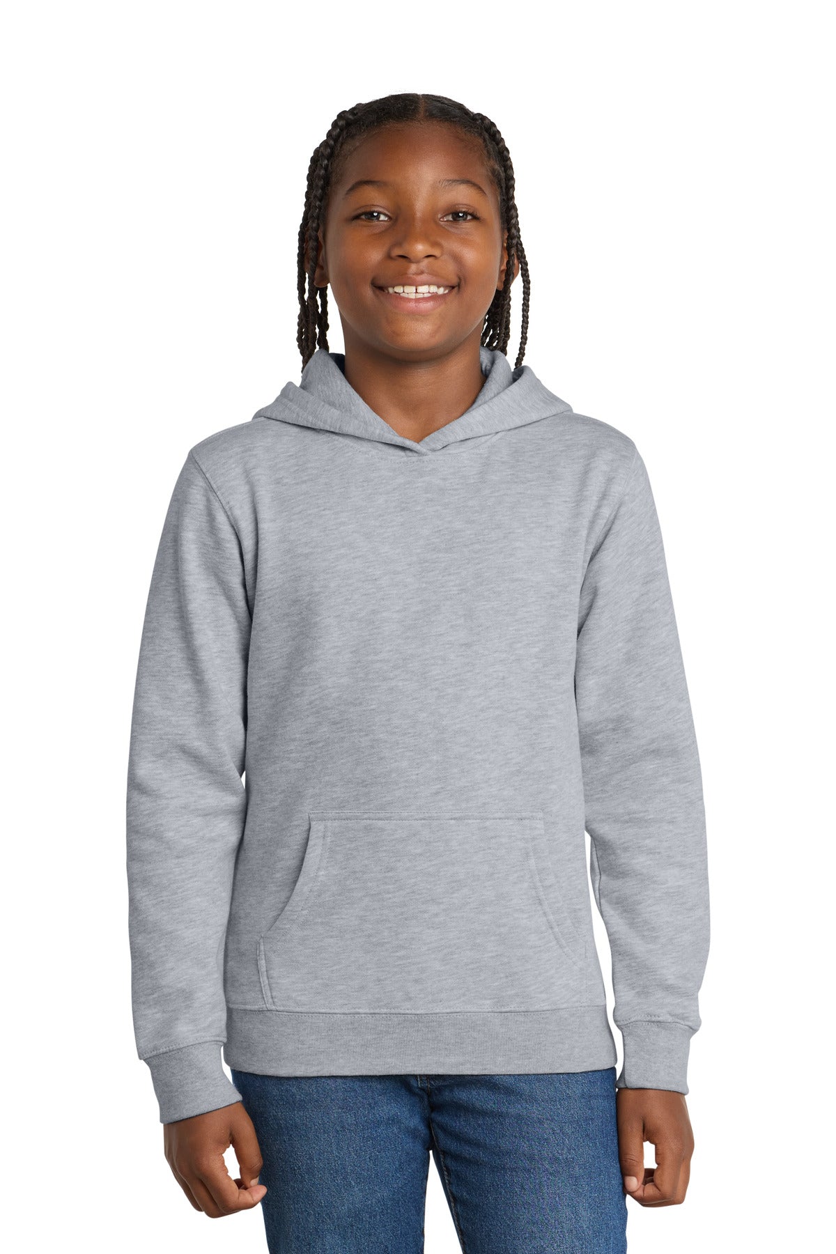 Custom logo District® Youth V.I.T.™Fleece Hoodie DT6100Y in Light Heather Grey