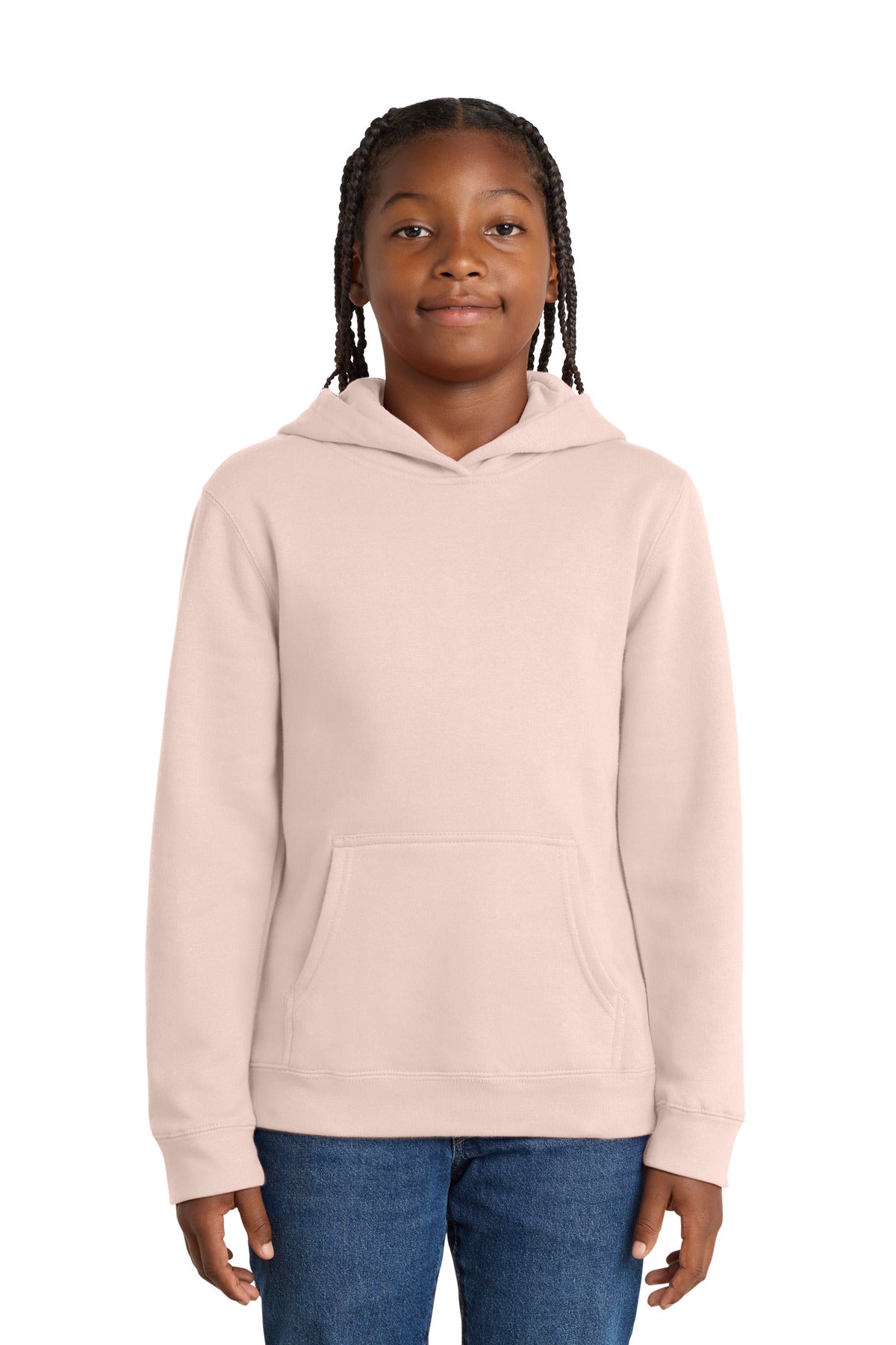 Custom logo District® Youth V.I.T.™Fleece Hoodie DT6100Y in Rosewater Pink