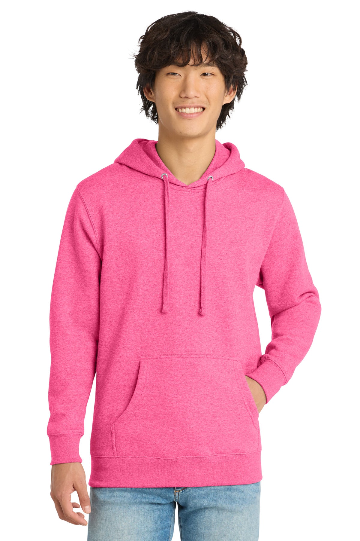 Custom logo District® V.I.T.™Fleece Hoodie DT6100 in Awareness Pink Heather