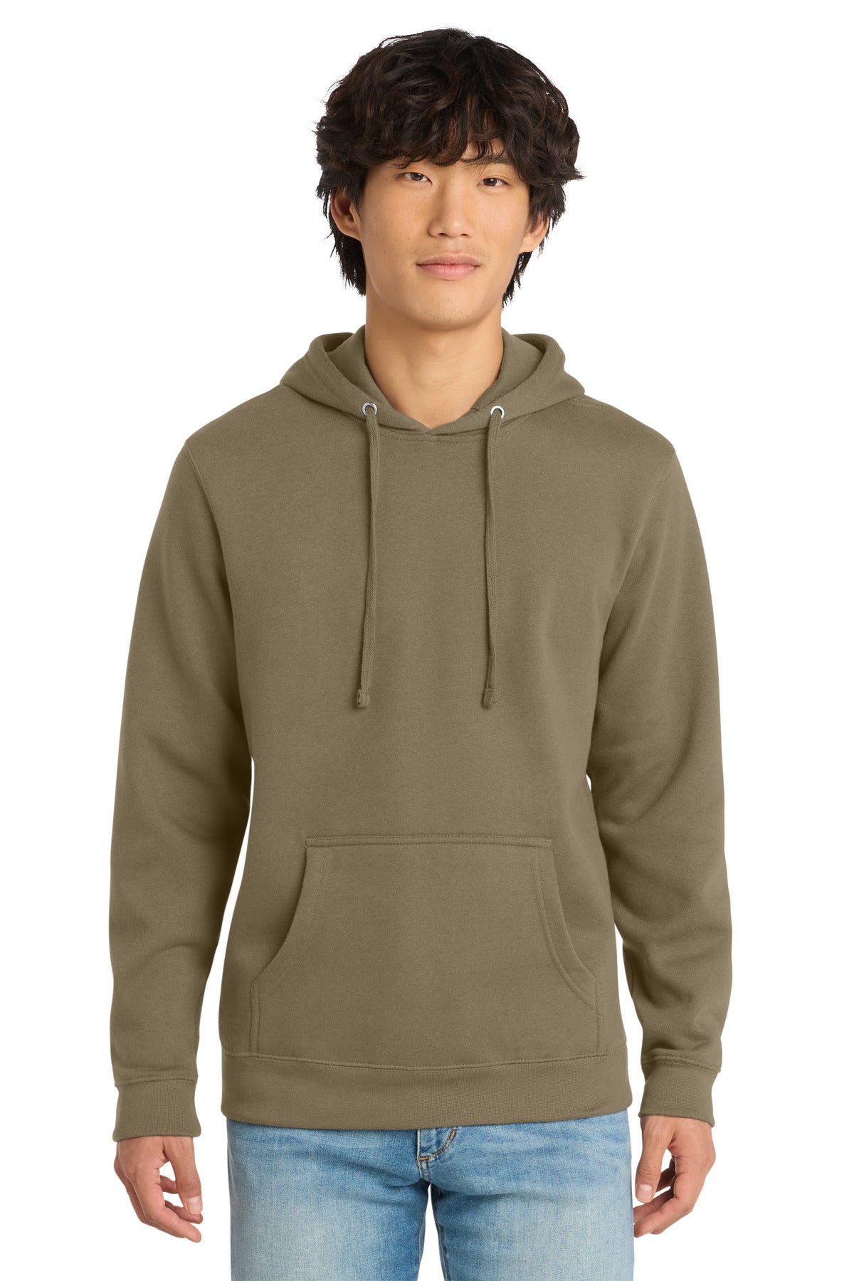 Custom logo District® V.I.T.™Fleece Hoodie DT6100 in Coyote Brown