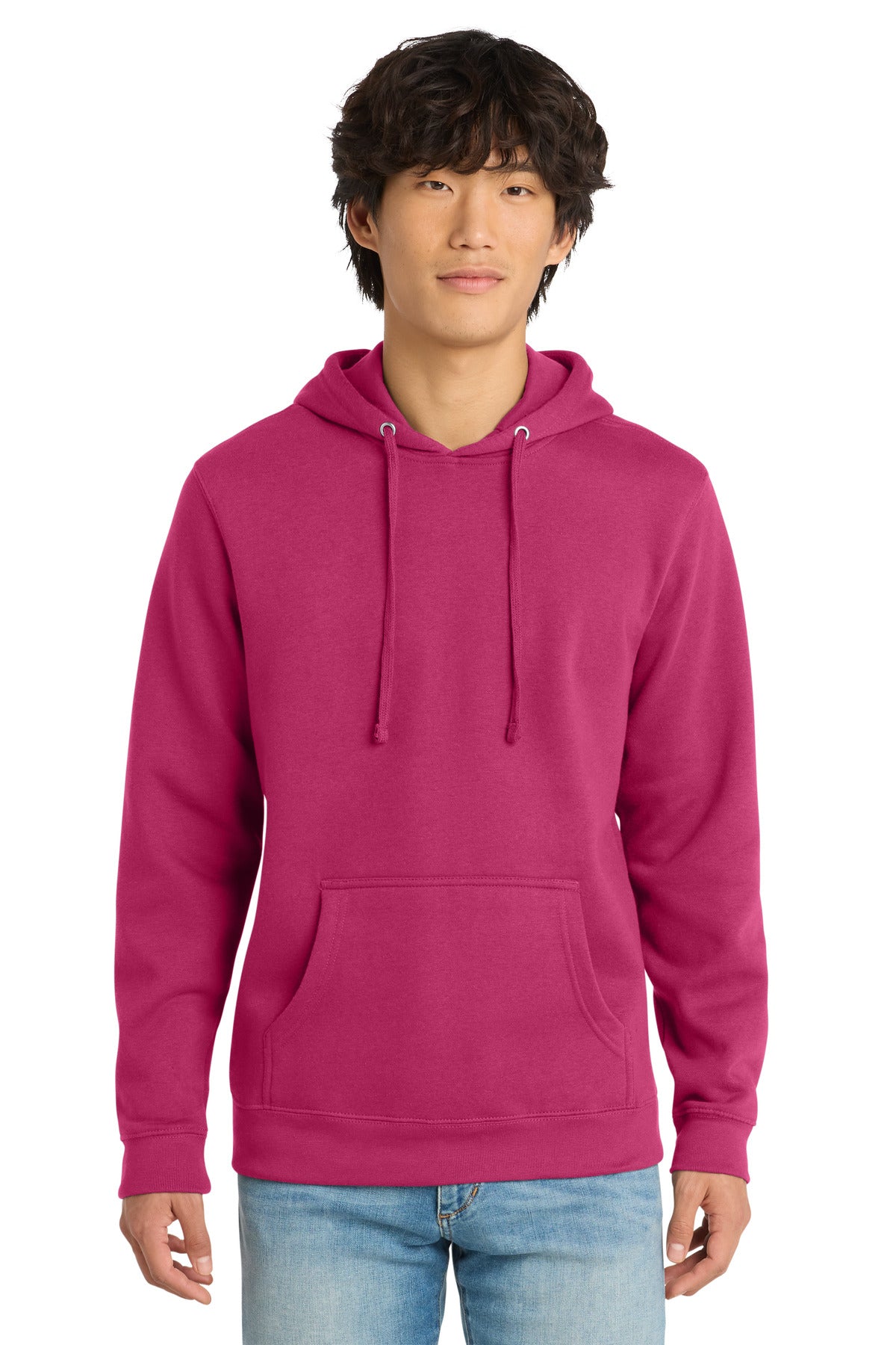 Custom logo District® V.I.T.™Fleece Hoodie DT6100 in Dark Fuchsia