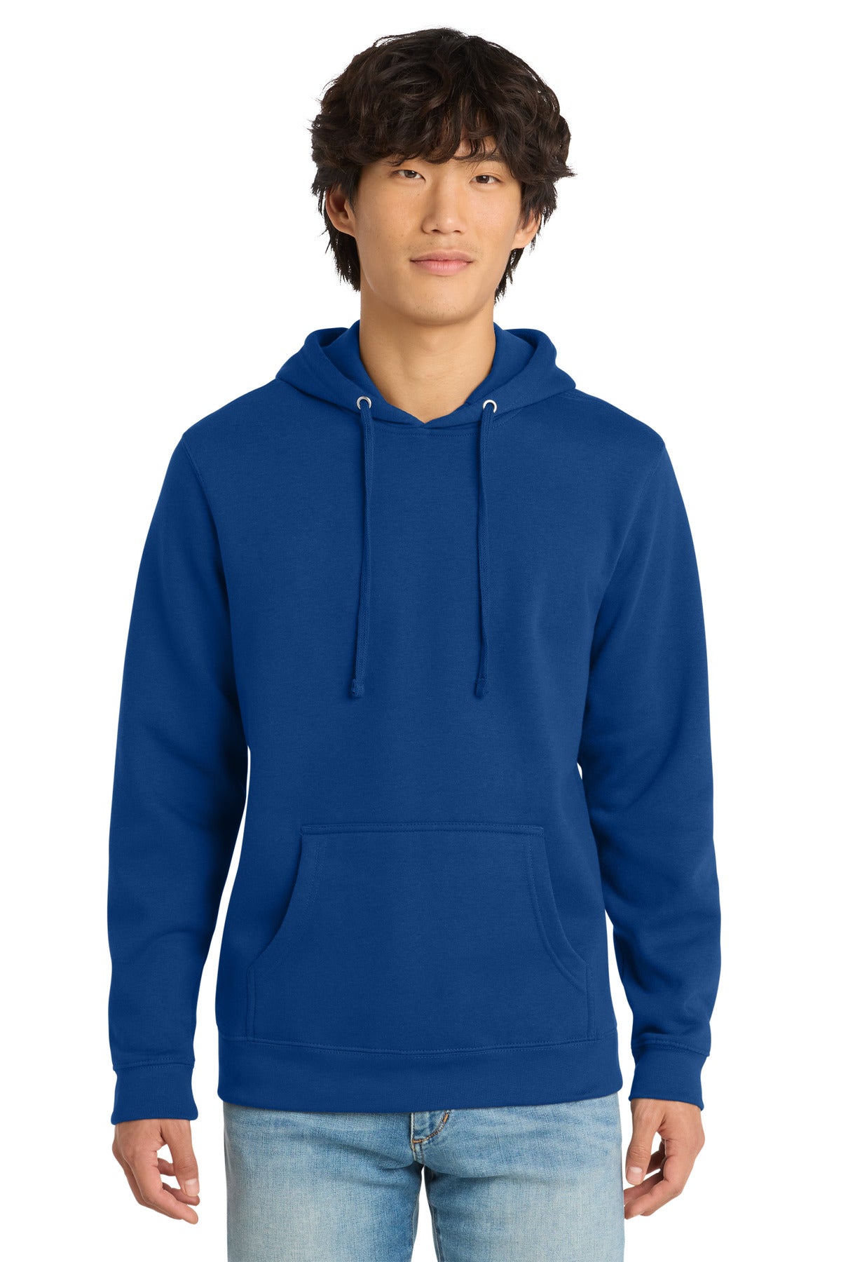 Custom logo District® V.I.T.™Fleece Hoodie DT6100 in Deep Royal