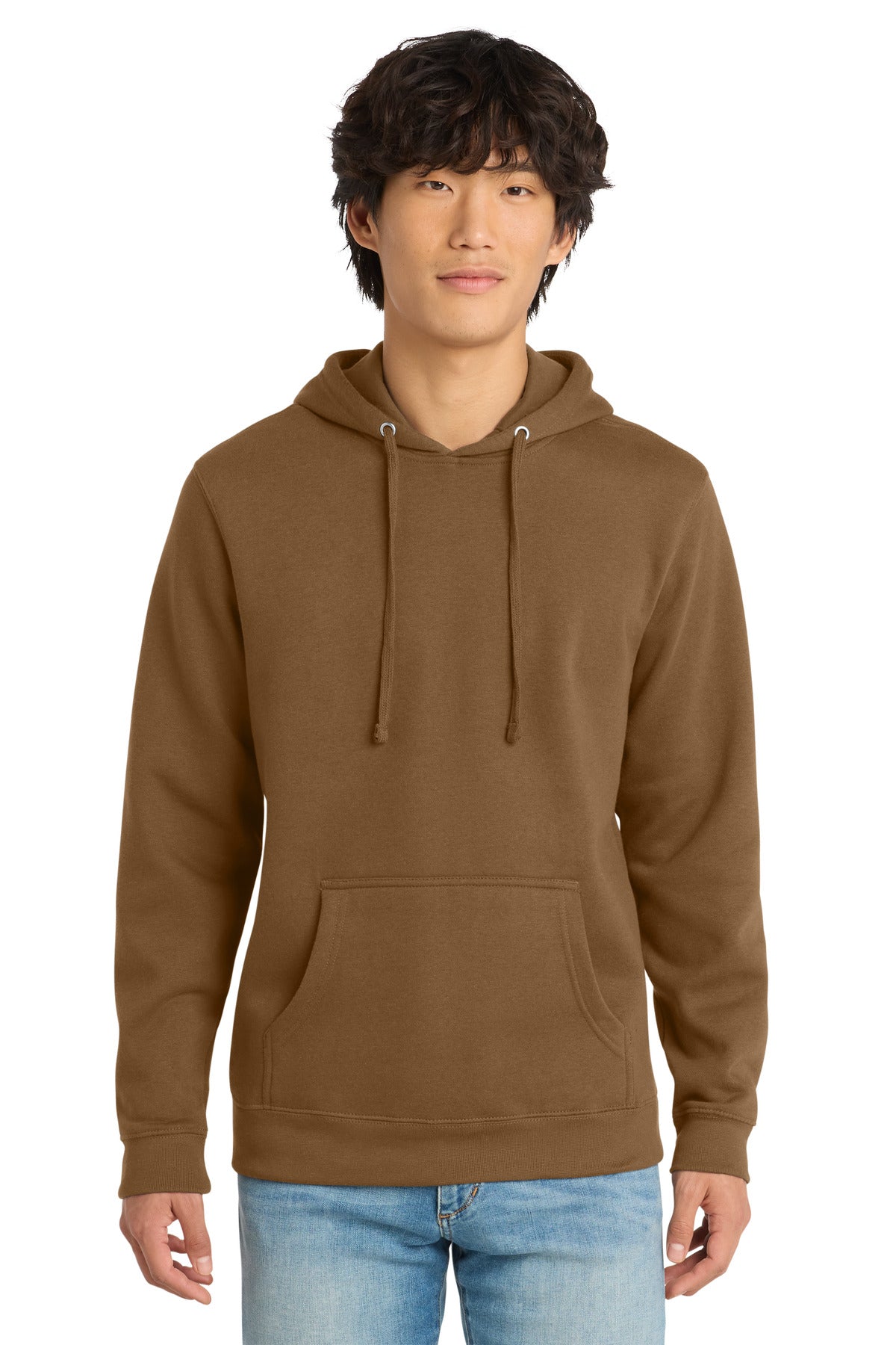 Custom logo District® V.I.T.™Fleece Hoodie DT6100 in Duck Brown
