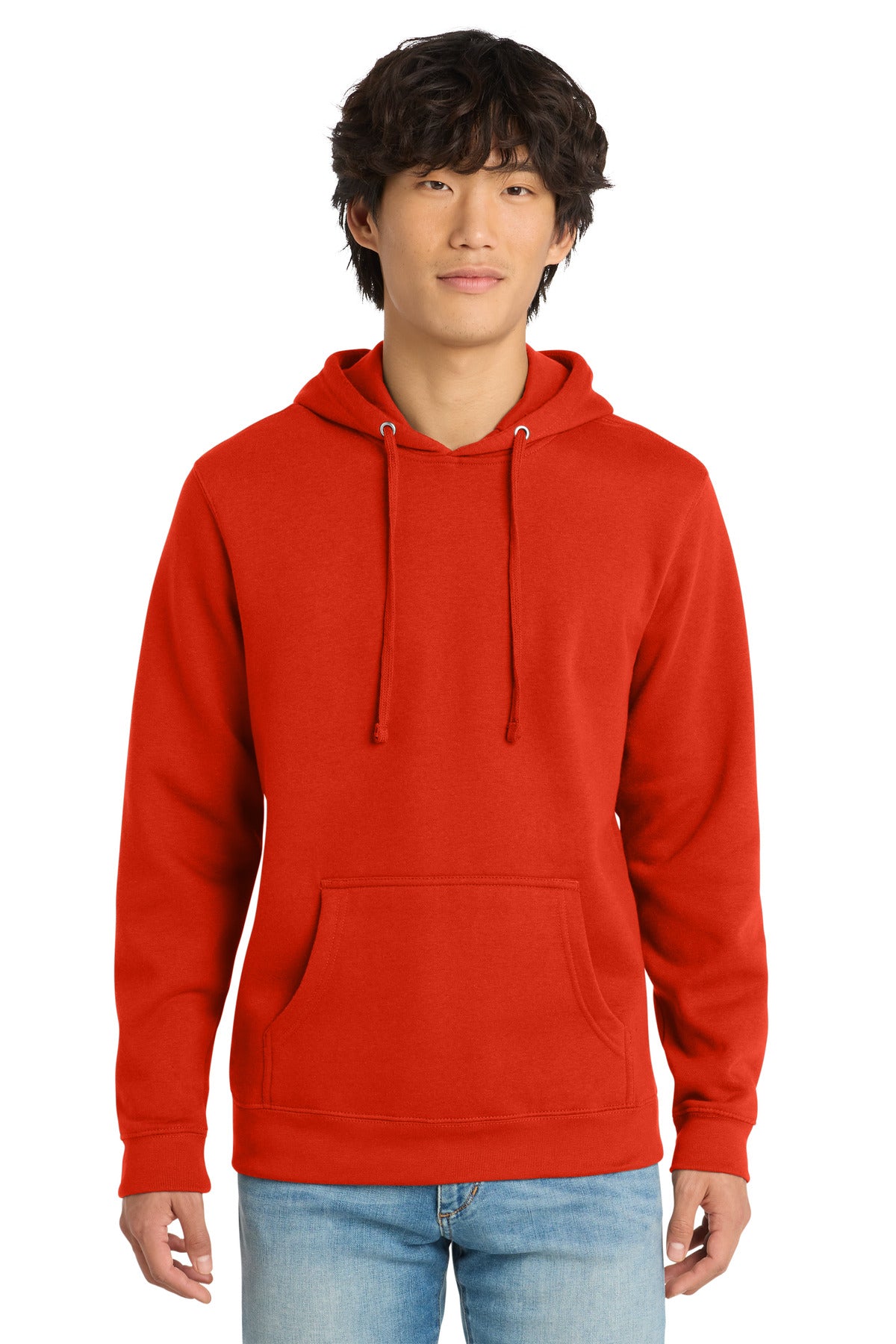 Custom logo District® V.I.T.™Fleece Hoodie DT6100 in Fiery Red