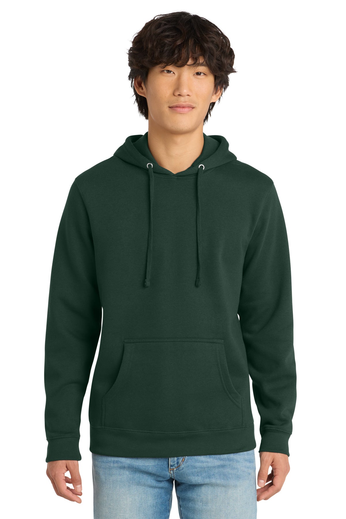 Custom logo District® V.I.T.™Fleece Hoodie DT6100 in Forest Green