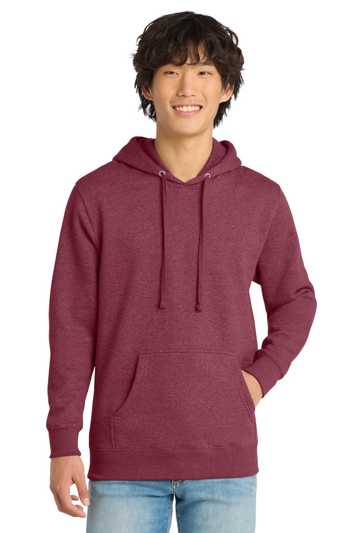 Custom logo District® V.I.T.™Fleece Hoodie DT6100 in Heathered Cardinal