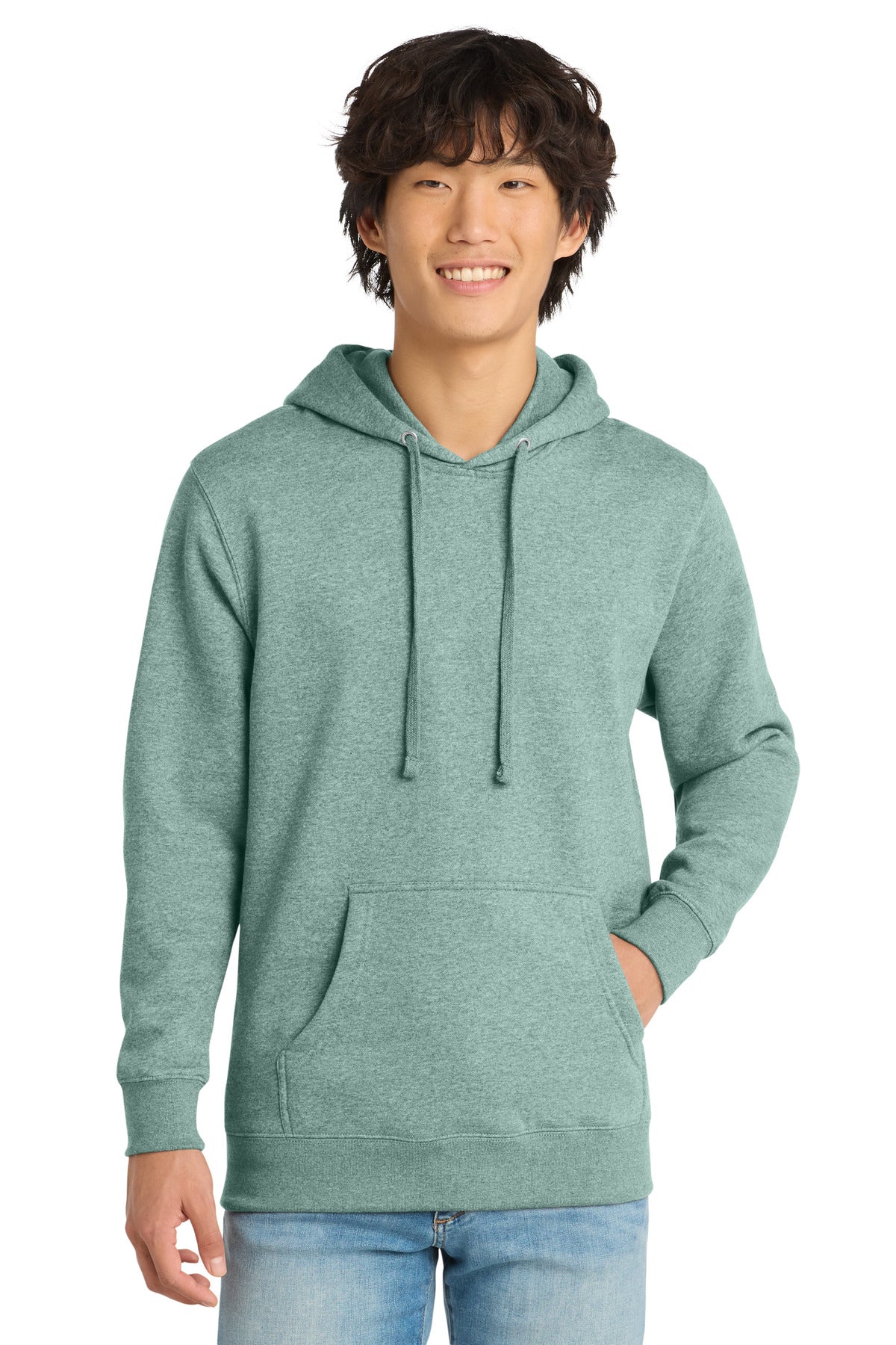 Custom logo District® V.I.T.™Fleece Hoodie DT6100 in Heathered Dusty Sage