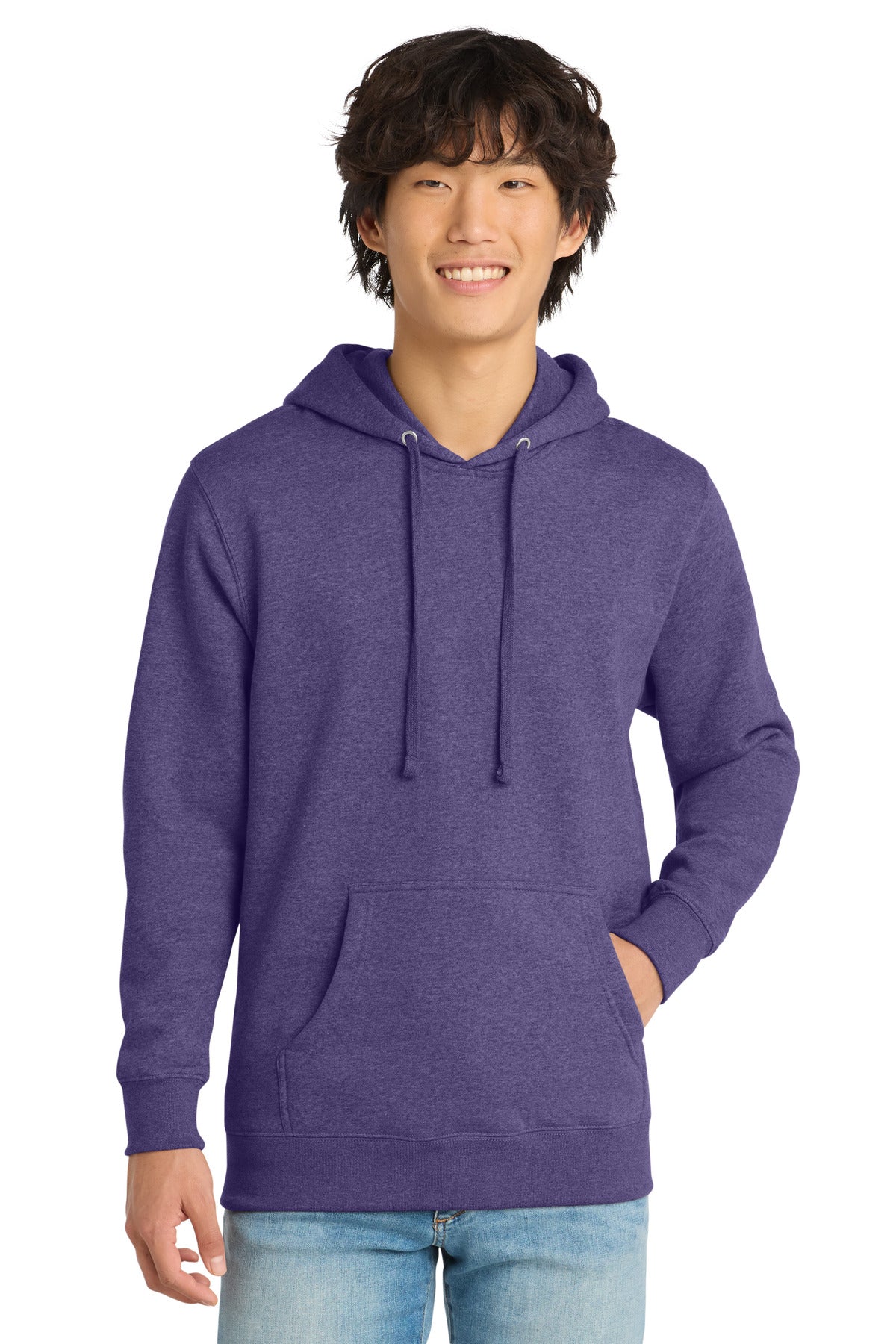 Custom logo District® V.I.T.™Fleece Hoodie DT6100 in Heathered Purple