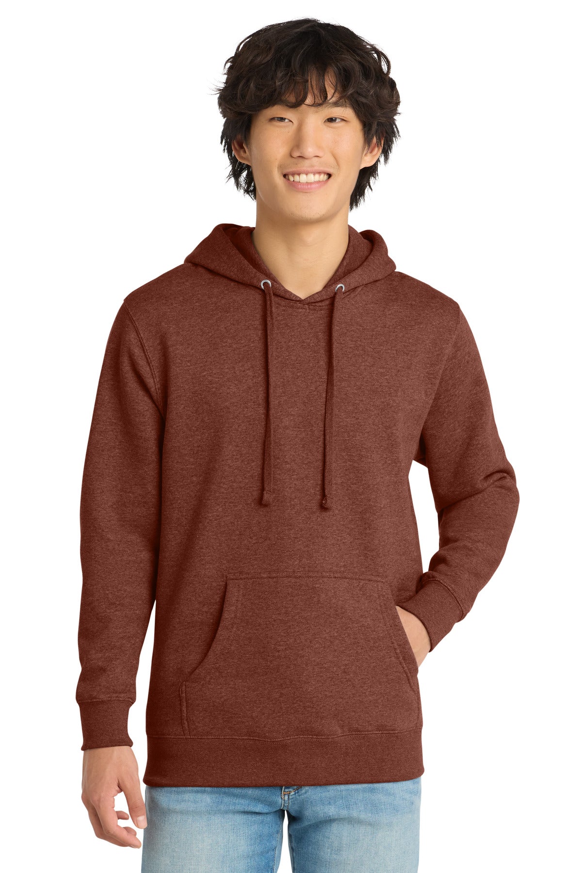 Custom logo District® V.I.T.™Fleece Hoodie DT6100 in Heathered Russet