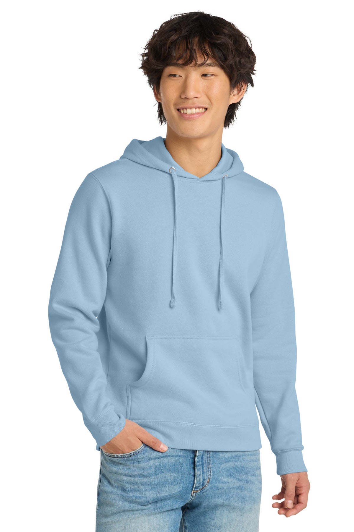 Custom logo District® V.I.T.™Fleece Hoodie DT6100 in Ice Blue