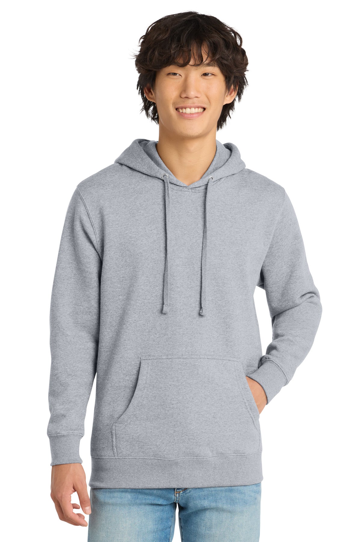 Custom logo District® V.I.T.™Fleece Hoodie DT6100 in Light Heather Grey