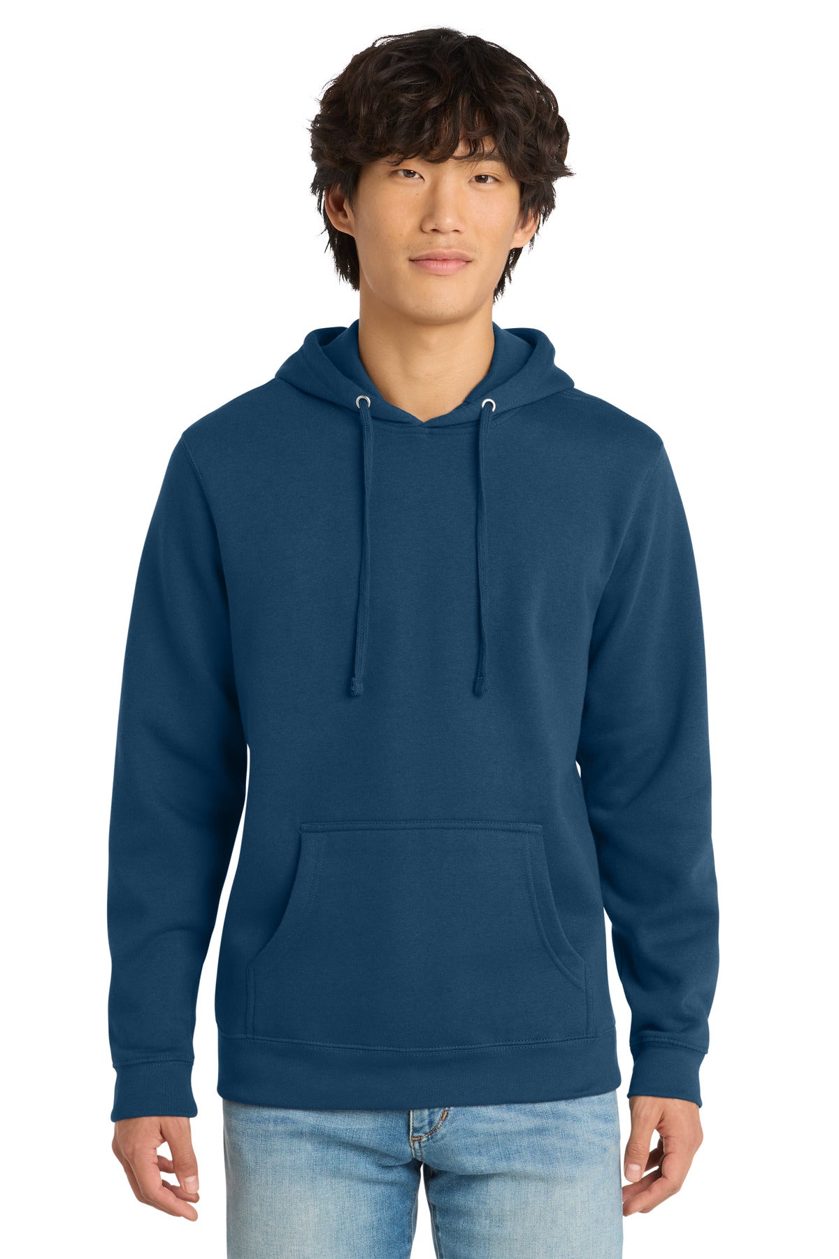 Custom logo District® V.I.T.™Fleece Hoodie DT6100 in Neptune Blue