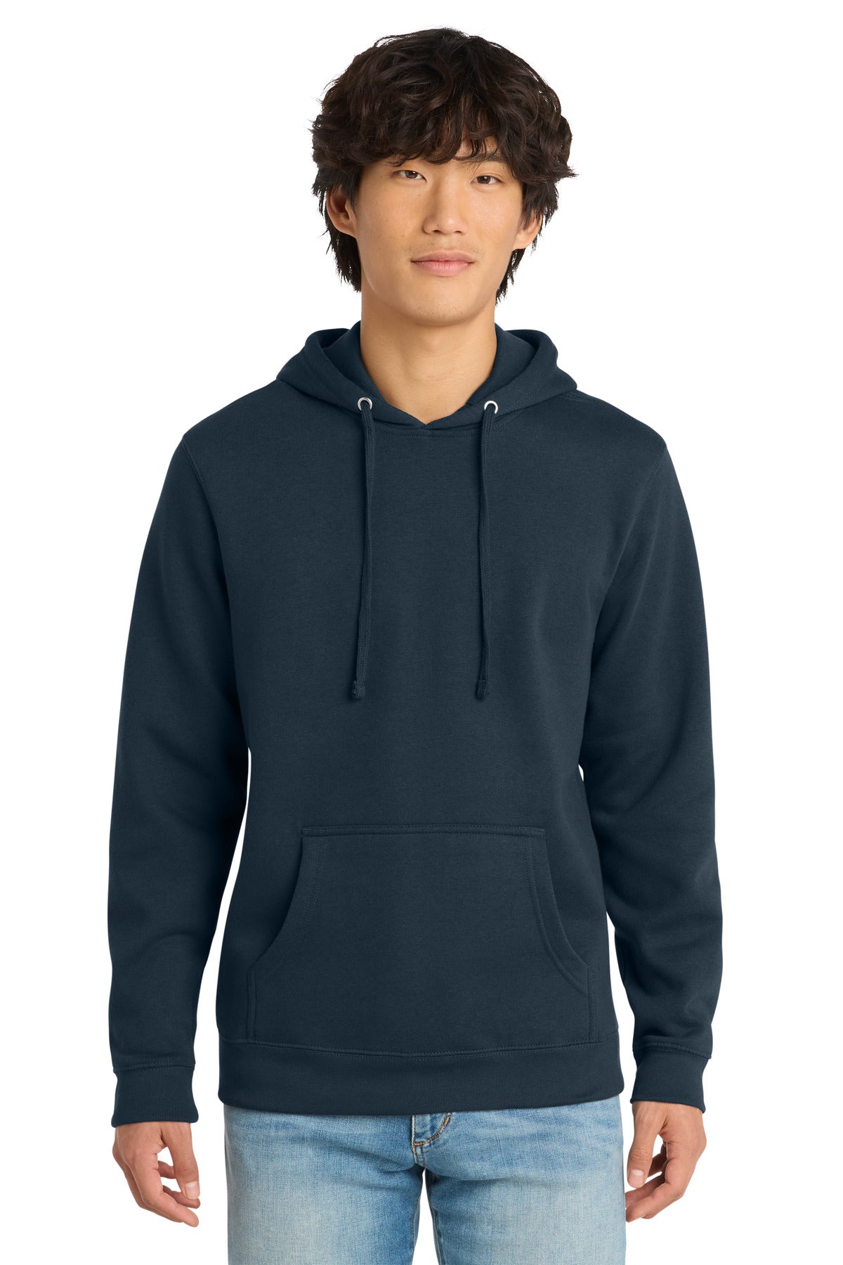 Custom logo District® V.I.T.™Fleece Hoodie DT6100 in New Navy