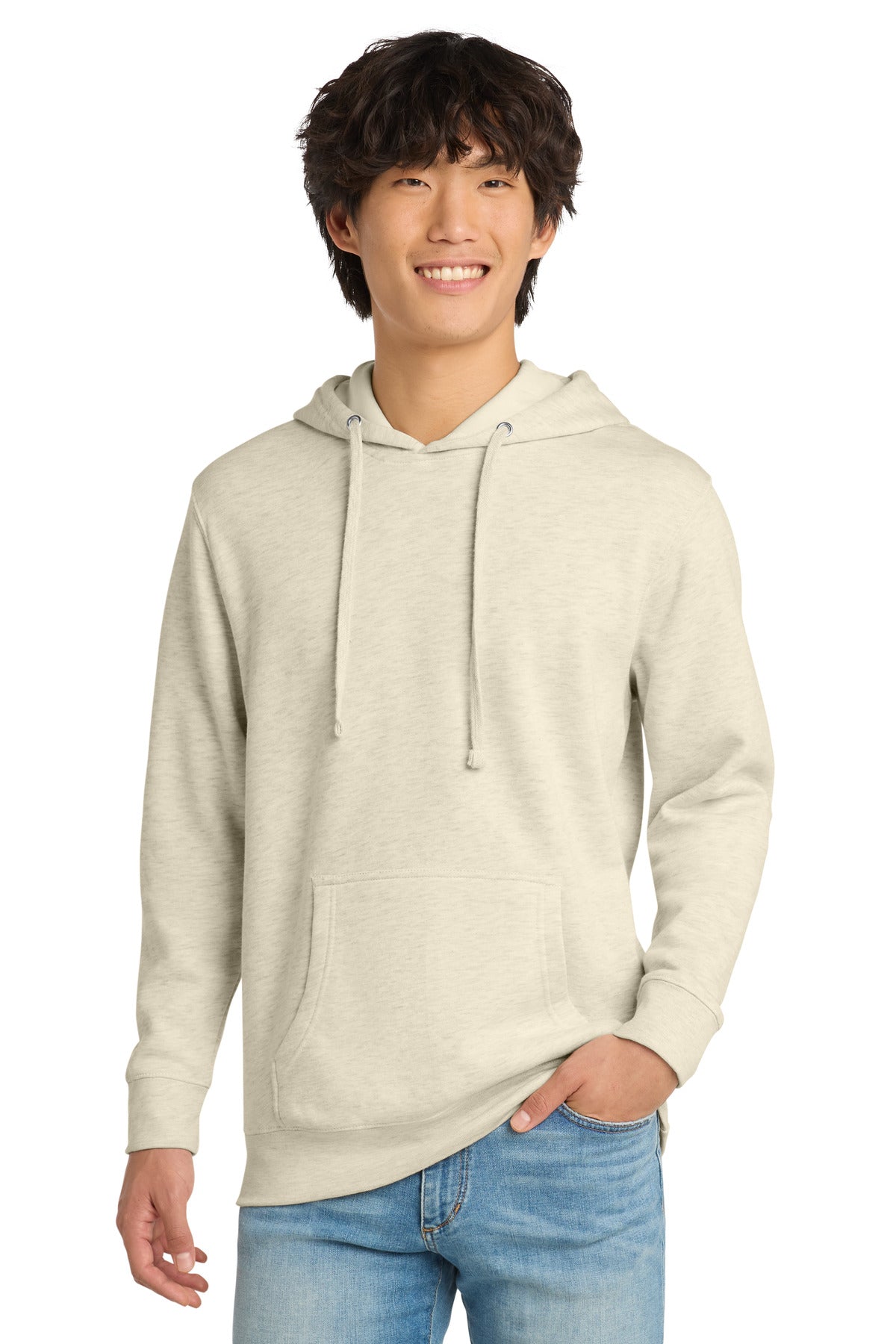 Custom logo District® V.I.T.™Fleece Hoodie DT6100 in Oatmeal Heather
