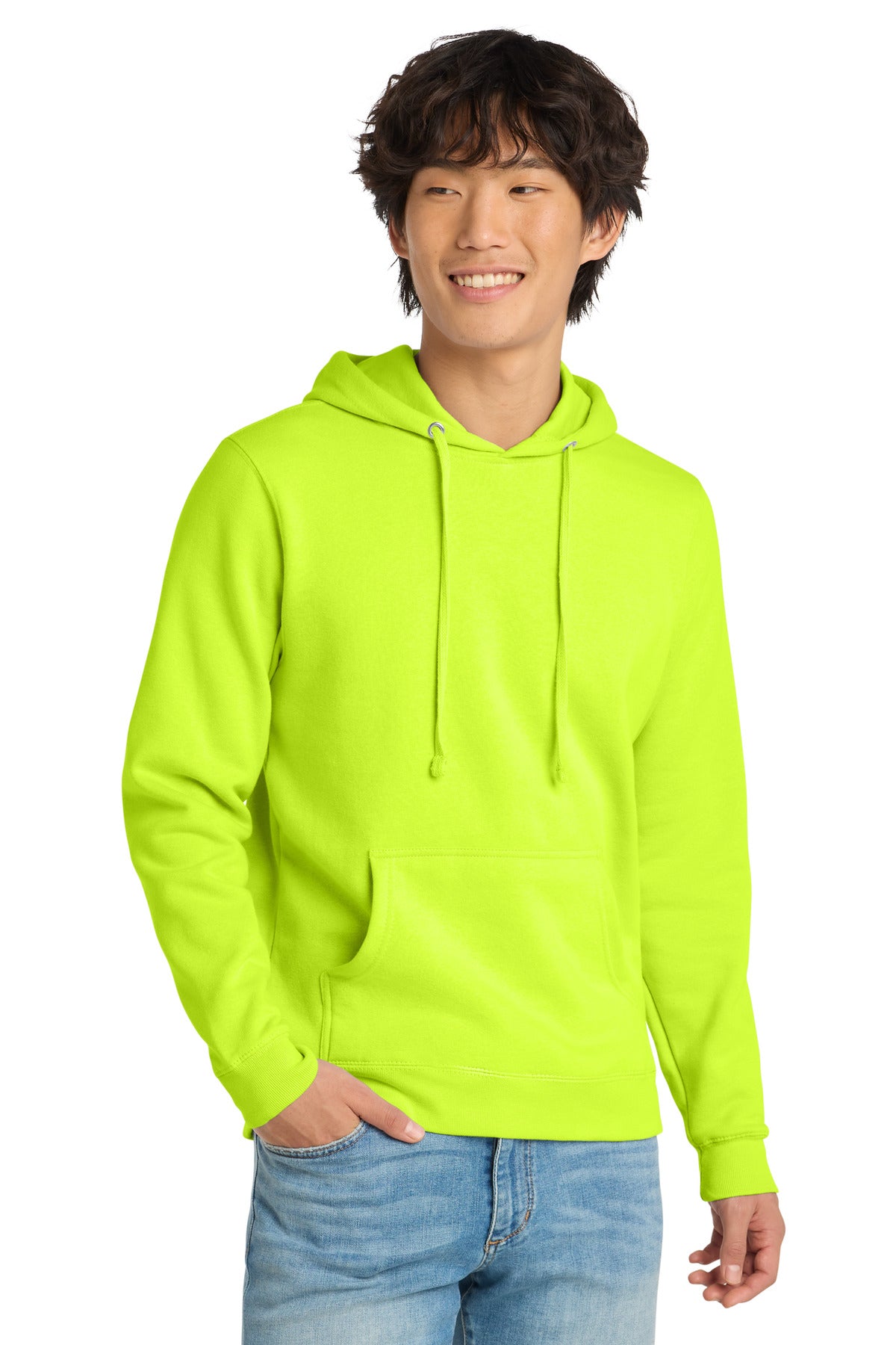 Custom logo District® V.I.T.™Fleece Hoodie DT6100 in S. Green