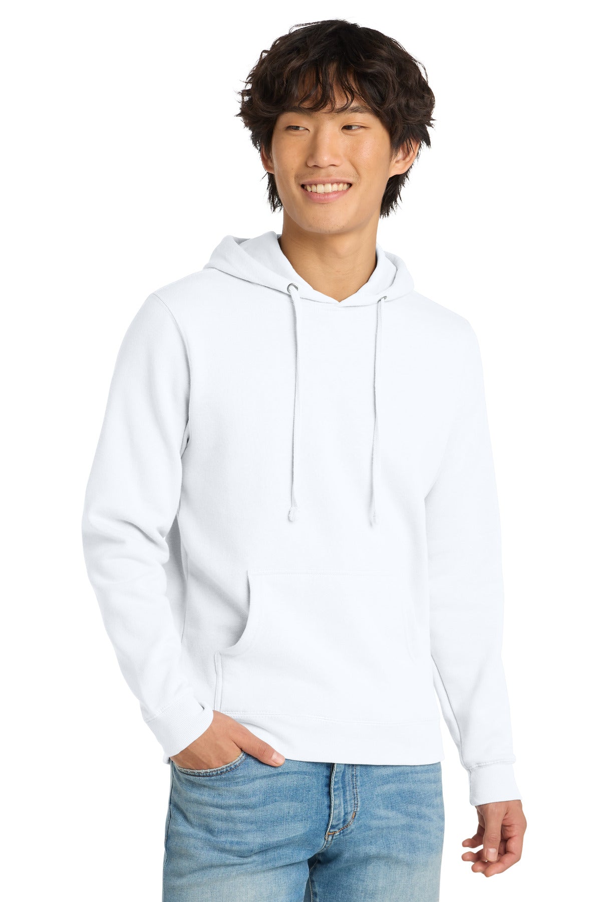 Custom logo District® V.I.T.™Fleece Hoodie DT6100 in White