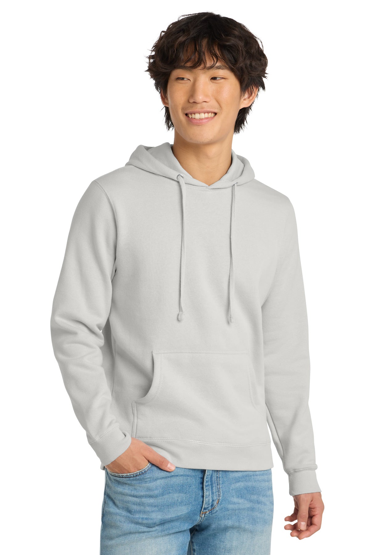 Custom logo District® V.I.T.™Fleece Hoodie DT6100 in White Smoke