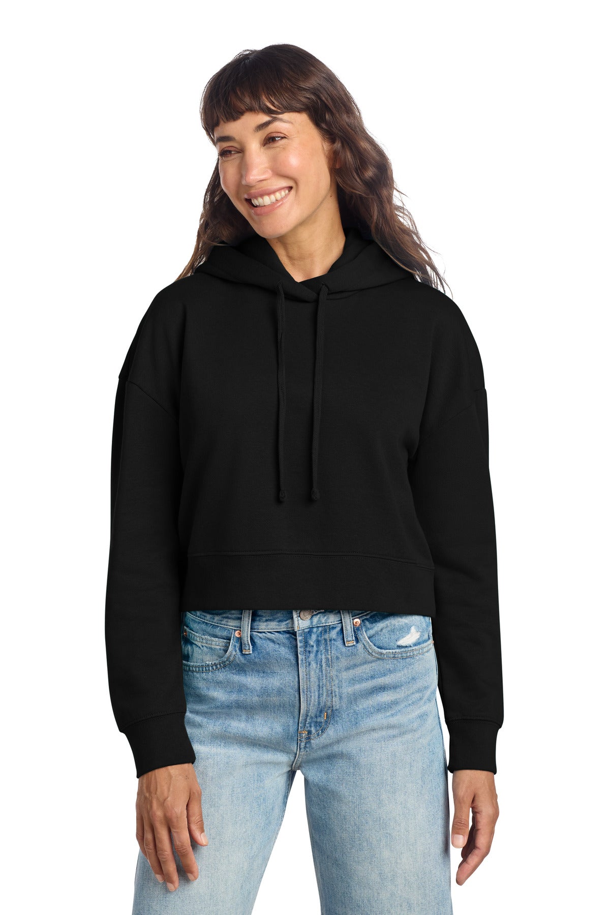 Custom logo District® Women's V.I.T.™ Fleece Hoodie DT6101 in Black