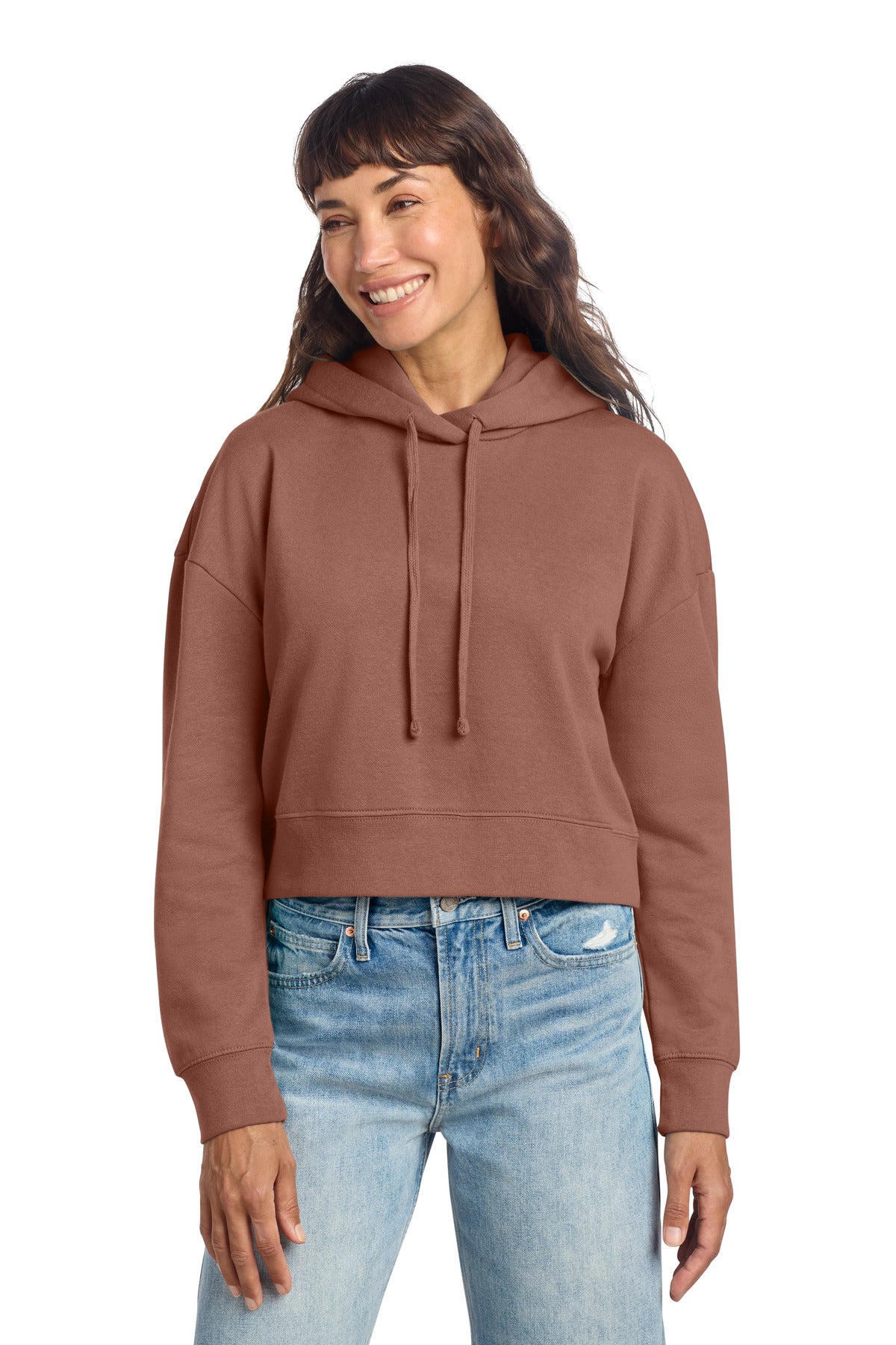 Custom logo District® Women's V.I.T.™ Fleece Hoodie DT6101 in Desert Rose
