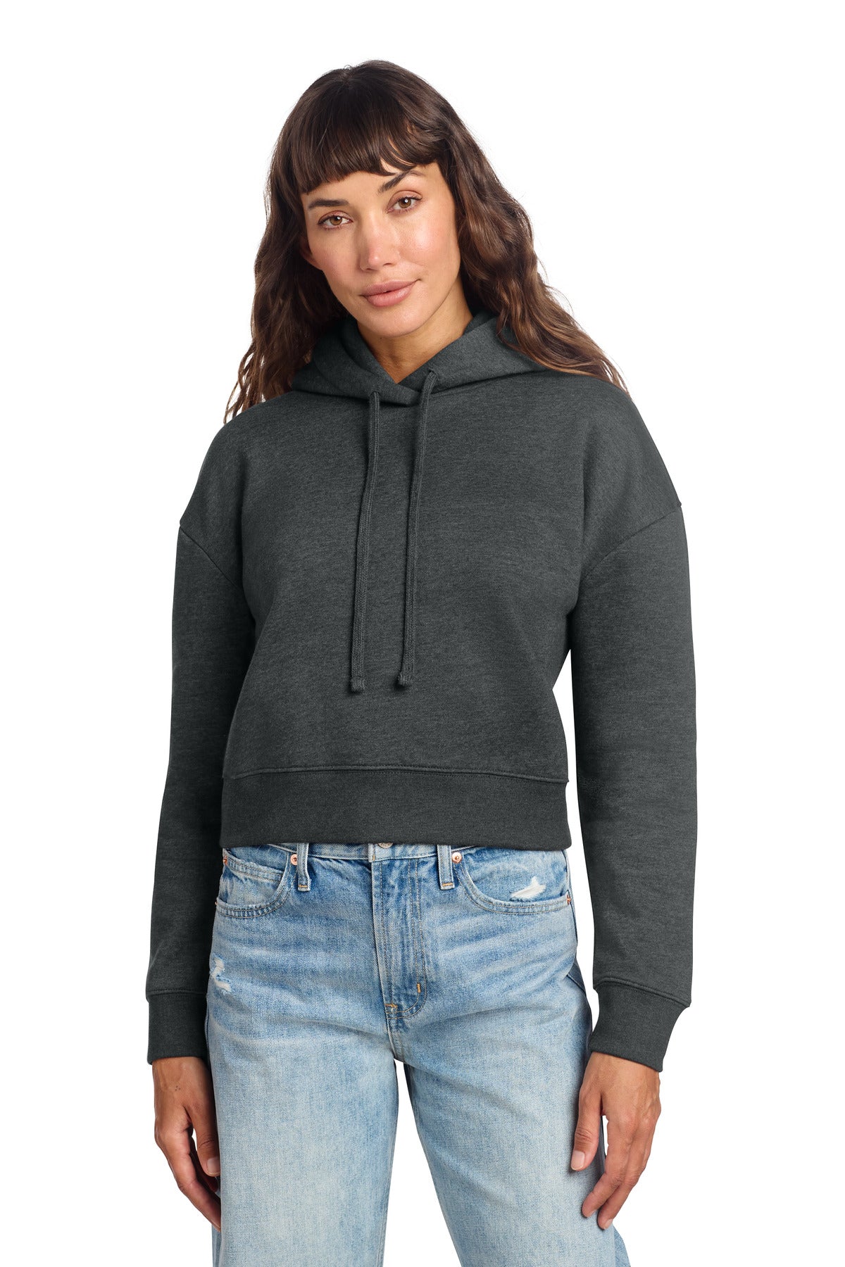 Custom logo District® Women's V.I.T.™ Fleece Hoodie DT6101 in Heathered Charcoal