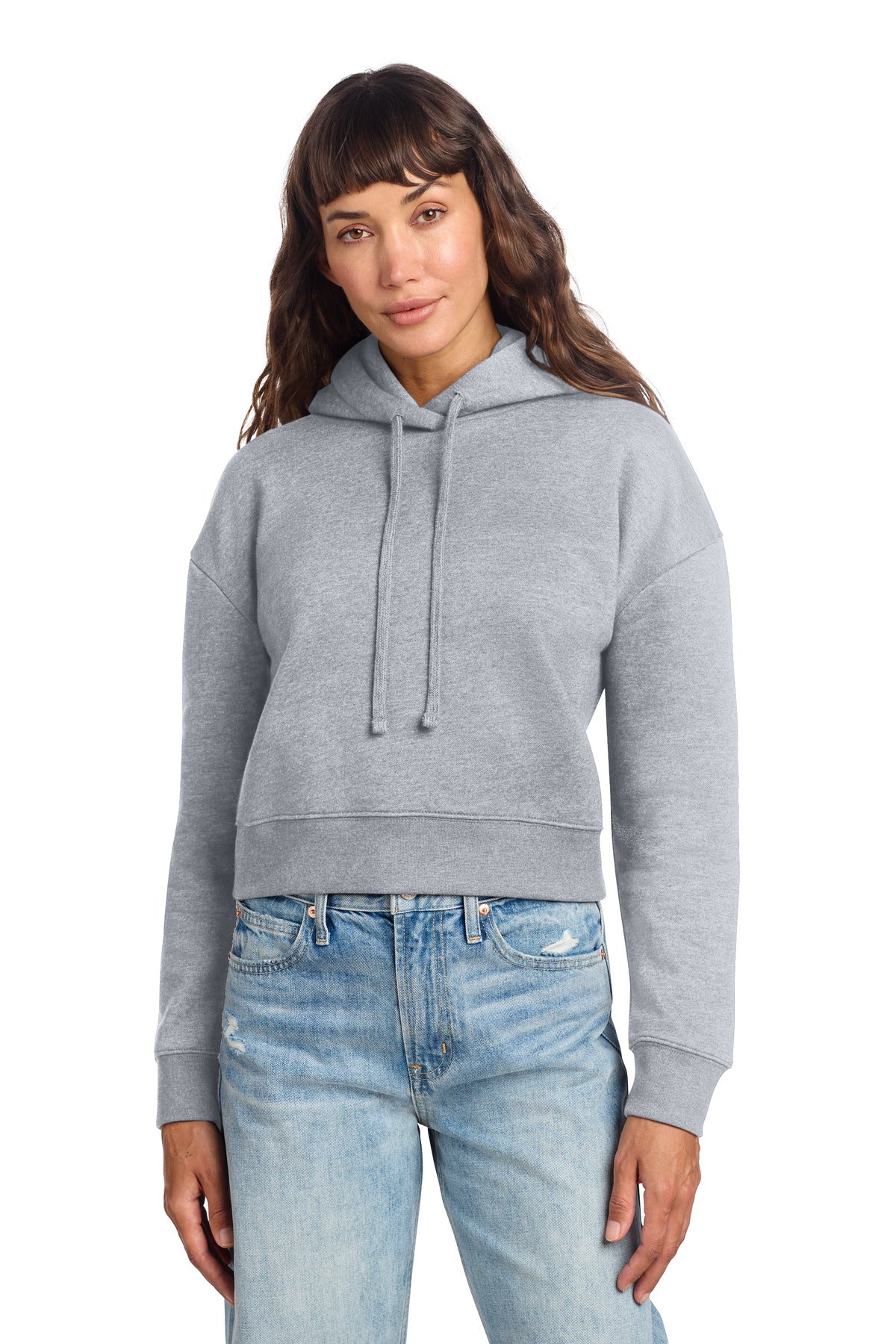 Custom logo District® Women's V.I.T.™ Fleece Hoodie DT6101 in Light Heather Grey