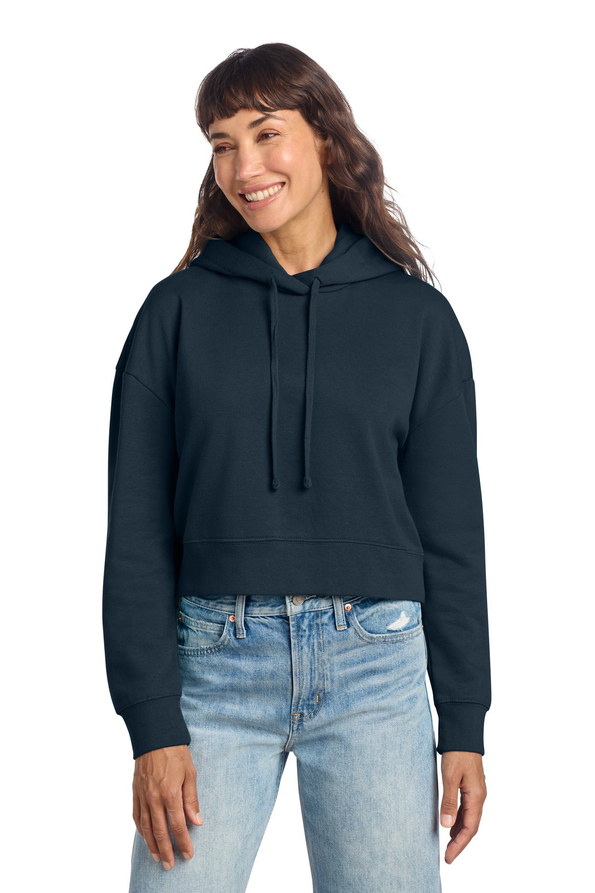 Custom logo District® Women's V.I.T.™ Fleece Hoodie DT6101 in New Navy