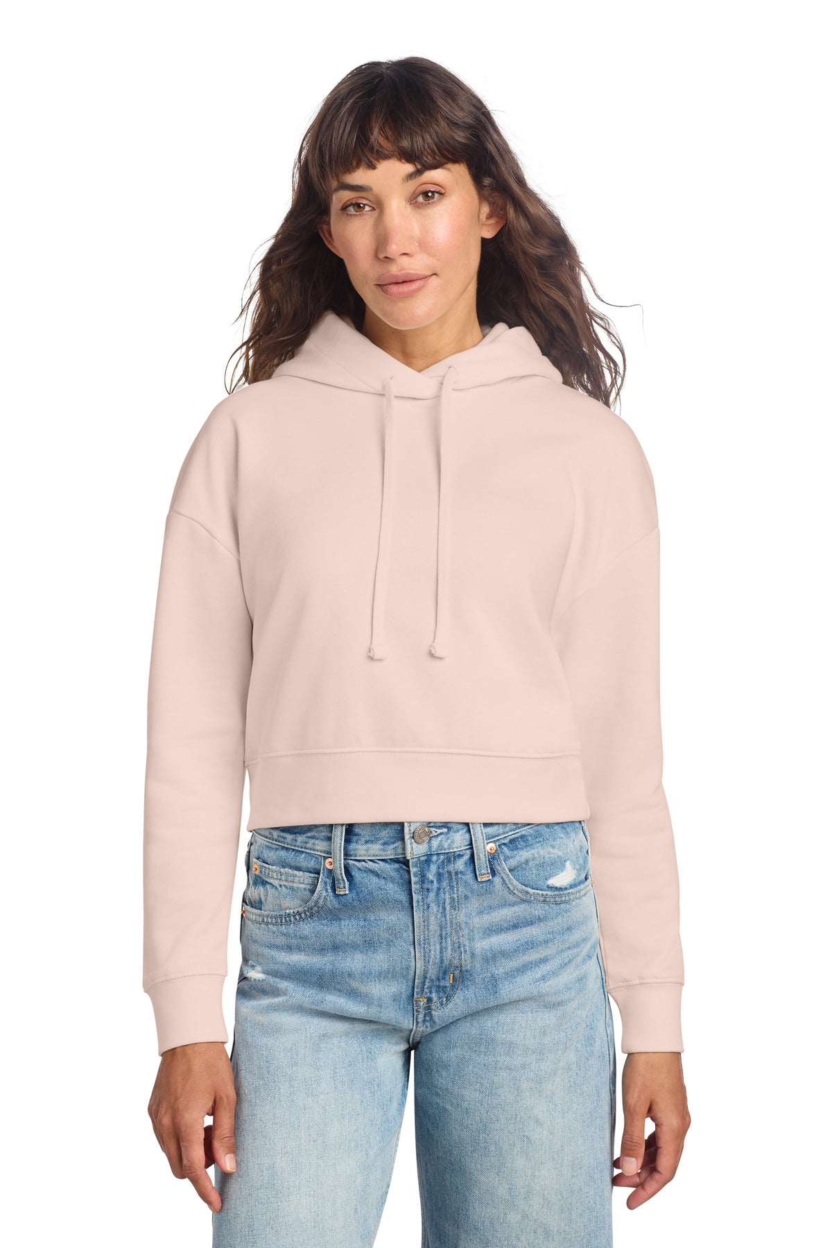 Custom logo District® Women's V.I.T.™ Fleece Hoodie DT6101 in Rosewater Pink