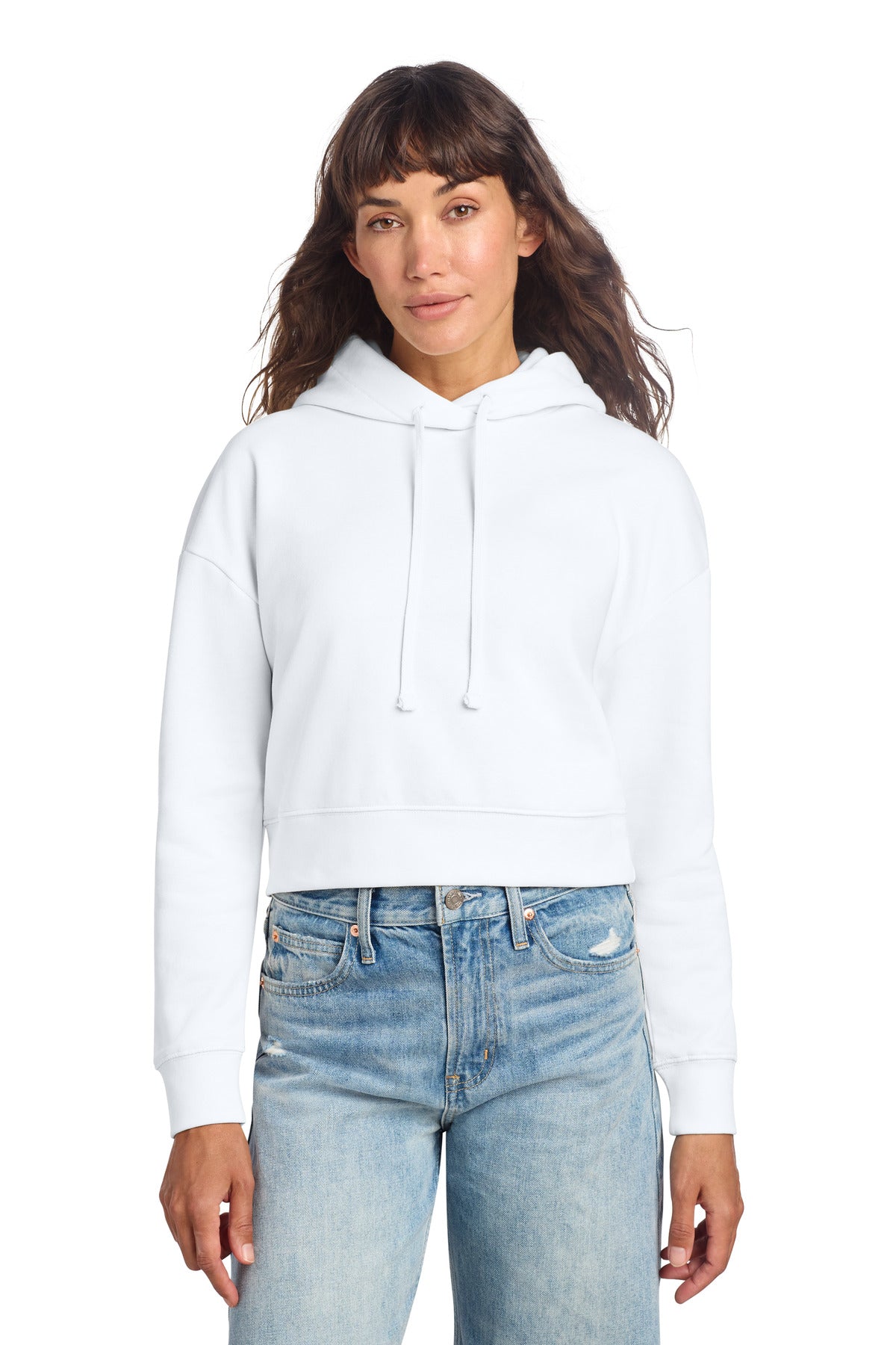 Custom logo District® Women's V.I.T.™ Fleece Hoodie DT6101 in White