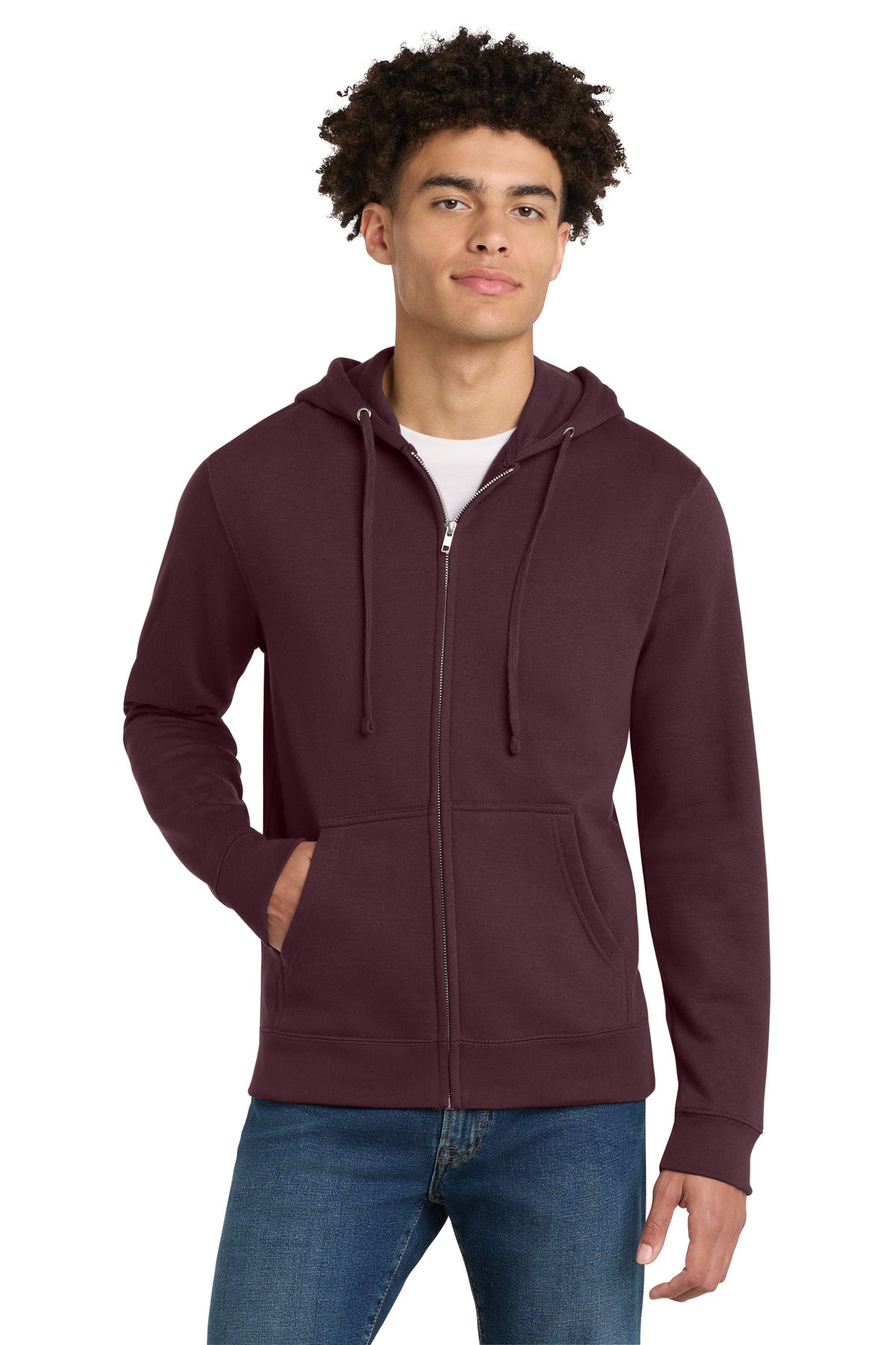 Custom logo District® V.I.T.™Fleece Full-Zip Hoodie DT6102 in Plum