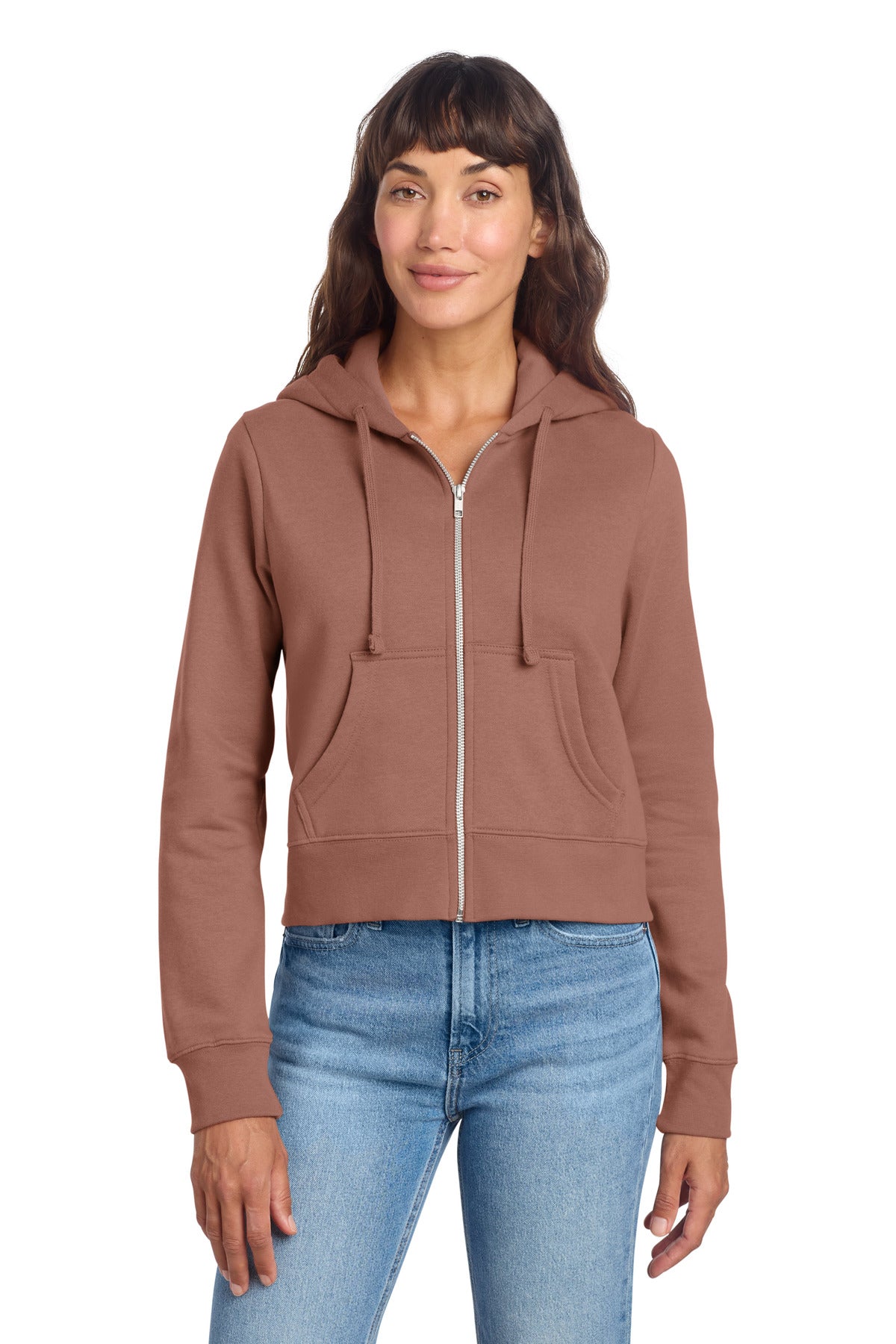 Custom logo District® Women's V.I.T.™ Fleece Full-Zip Hoodie DT6103 in Desert Rose