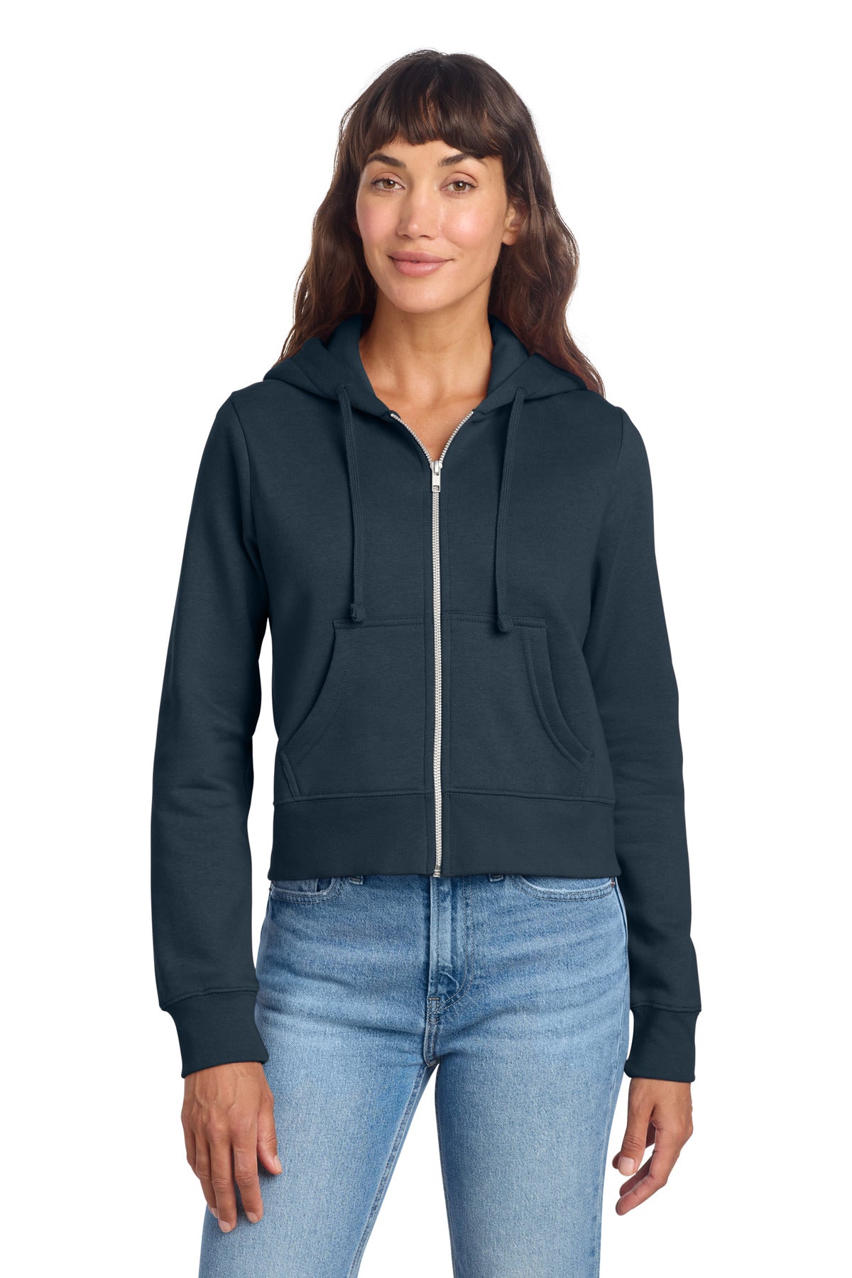 Custom logo District® Women's V.I.T.™ Fleece Full-Zip Hoodie DT6103 in New Navy