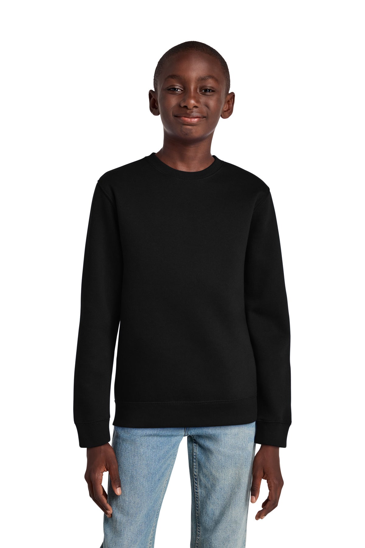 Custom logo District® Youth V.I.T.™ Fleece Crew DT6104Y in Black
