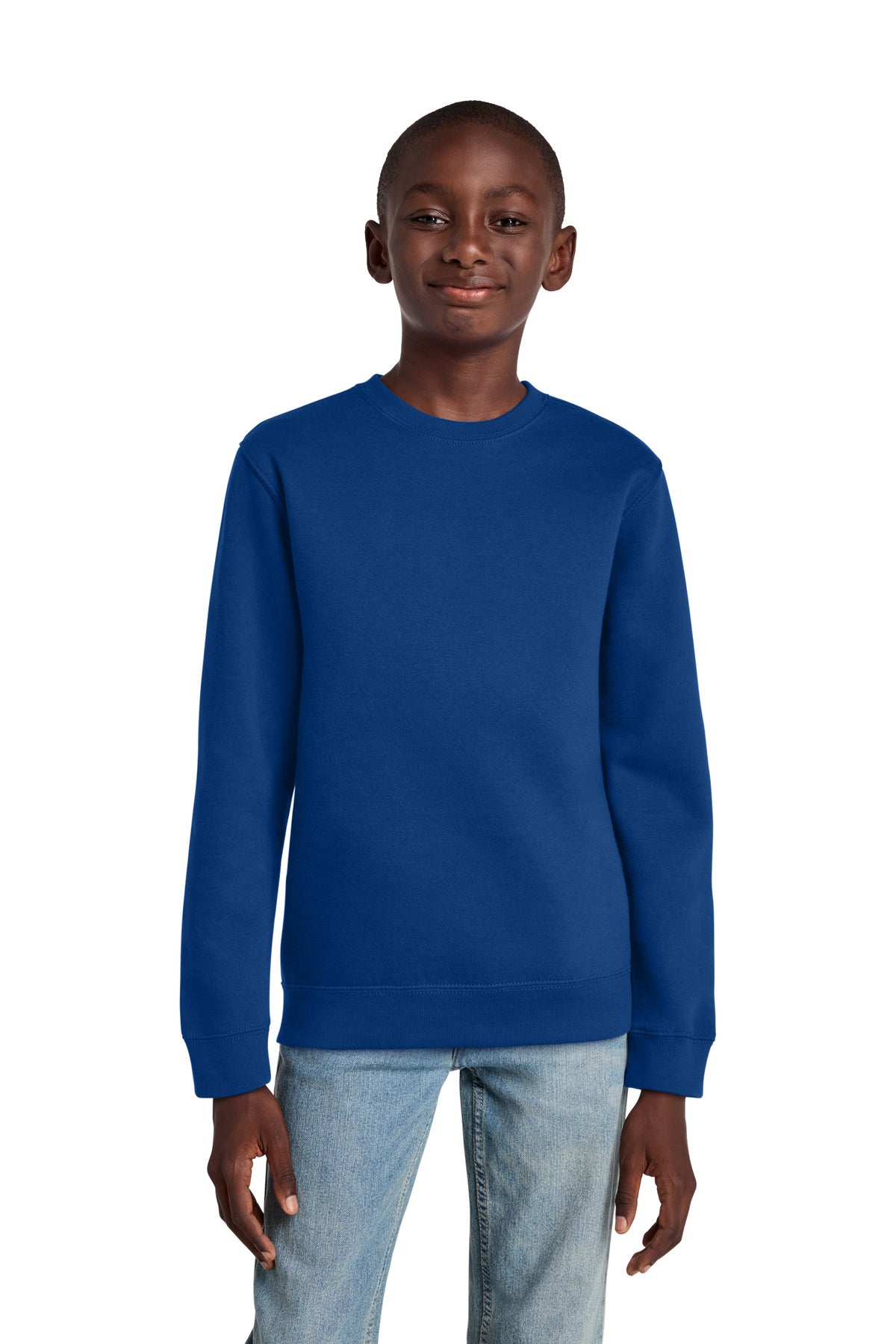 Custom logo District® Youth V.I.T.™ Fleece Crew DT6104Y in Deep Royal