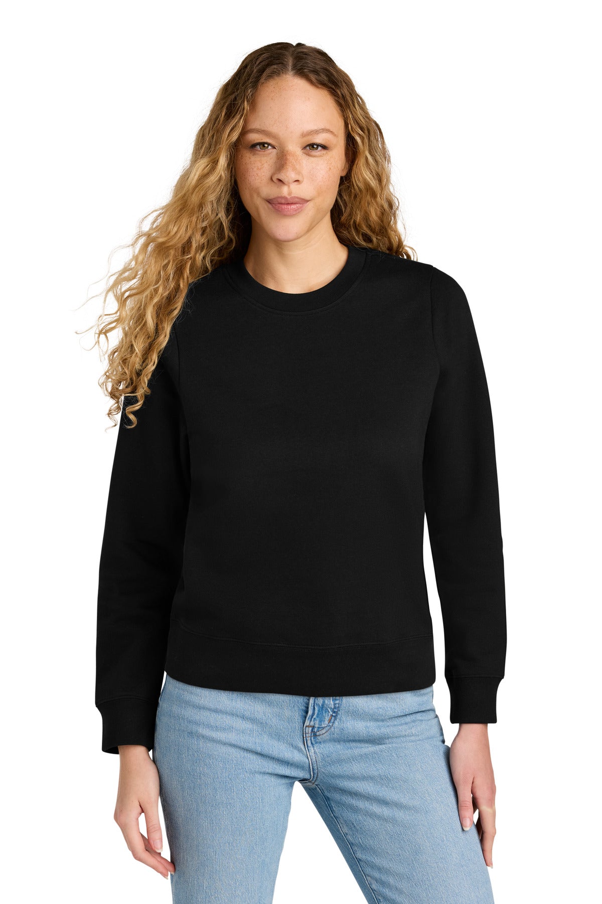 Custom logo District® Women's V.I.T.™ Fleece Crew DT6105 in Black