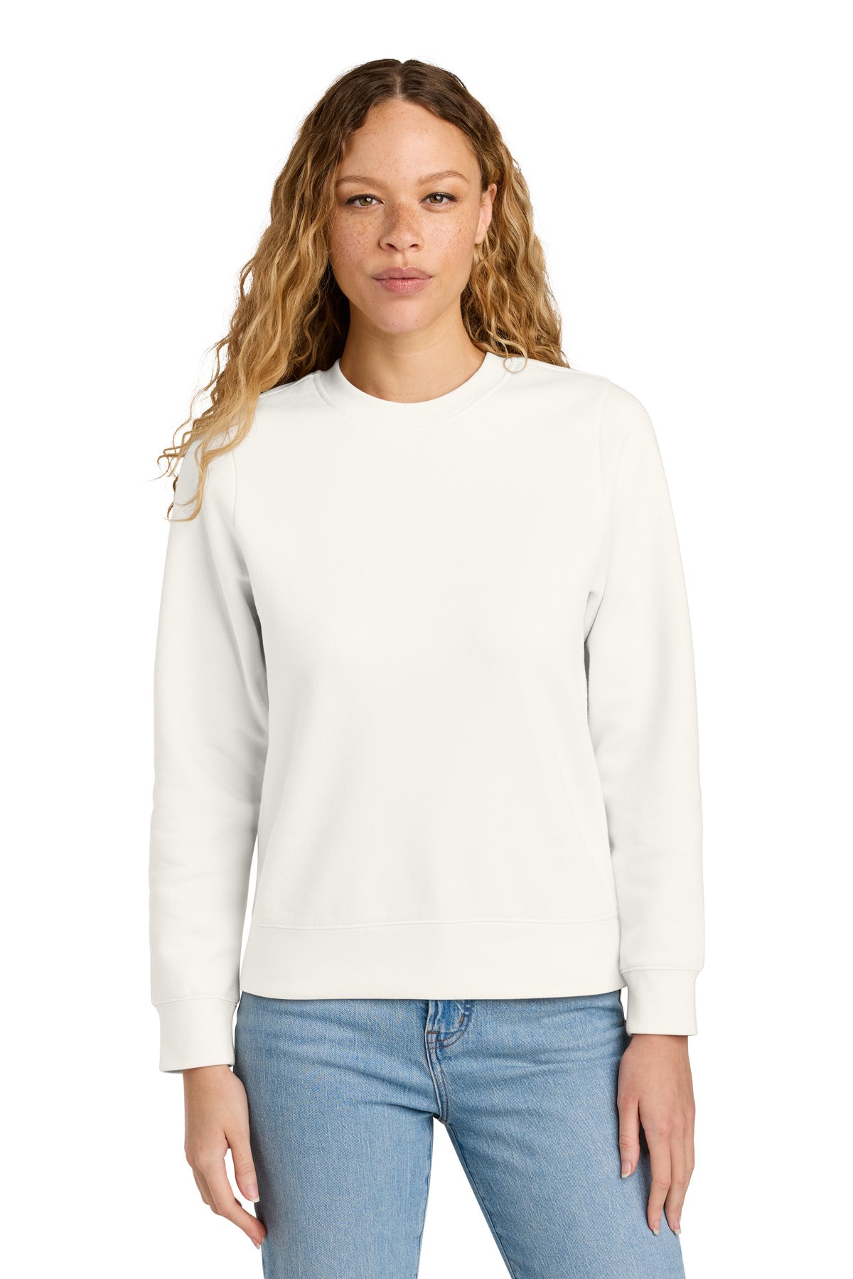 Custom logo District® Women's V.I.T.™ Fleece Crew DT6105 in Gardenia