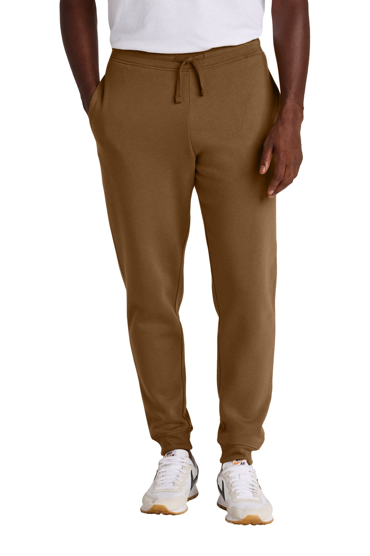 Custom logo District® V.I.T.™Fleece Jogger DT6107 in Duck Brown