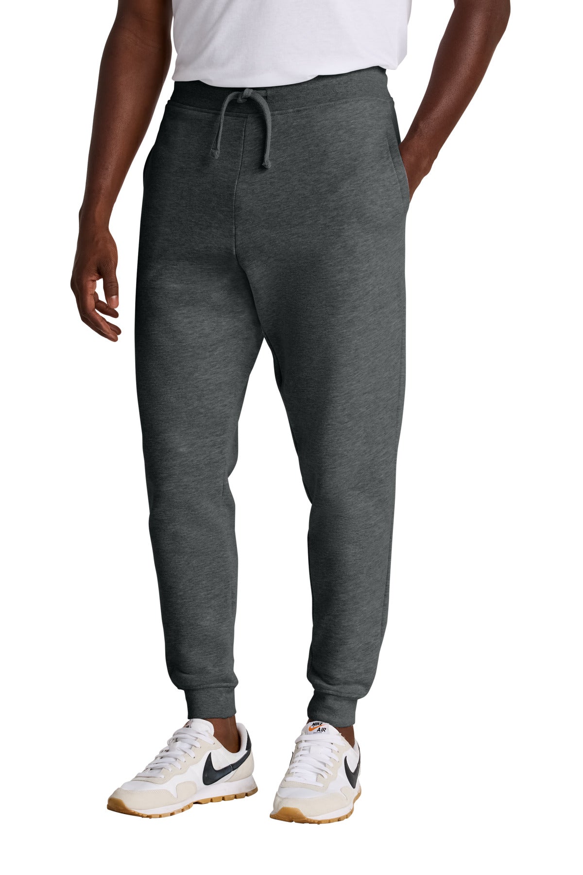 Custom logo District® V.I.T.™Fleece Jogger DT6107 in Heathered Charcoal