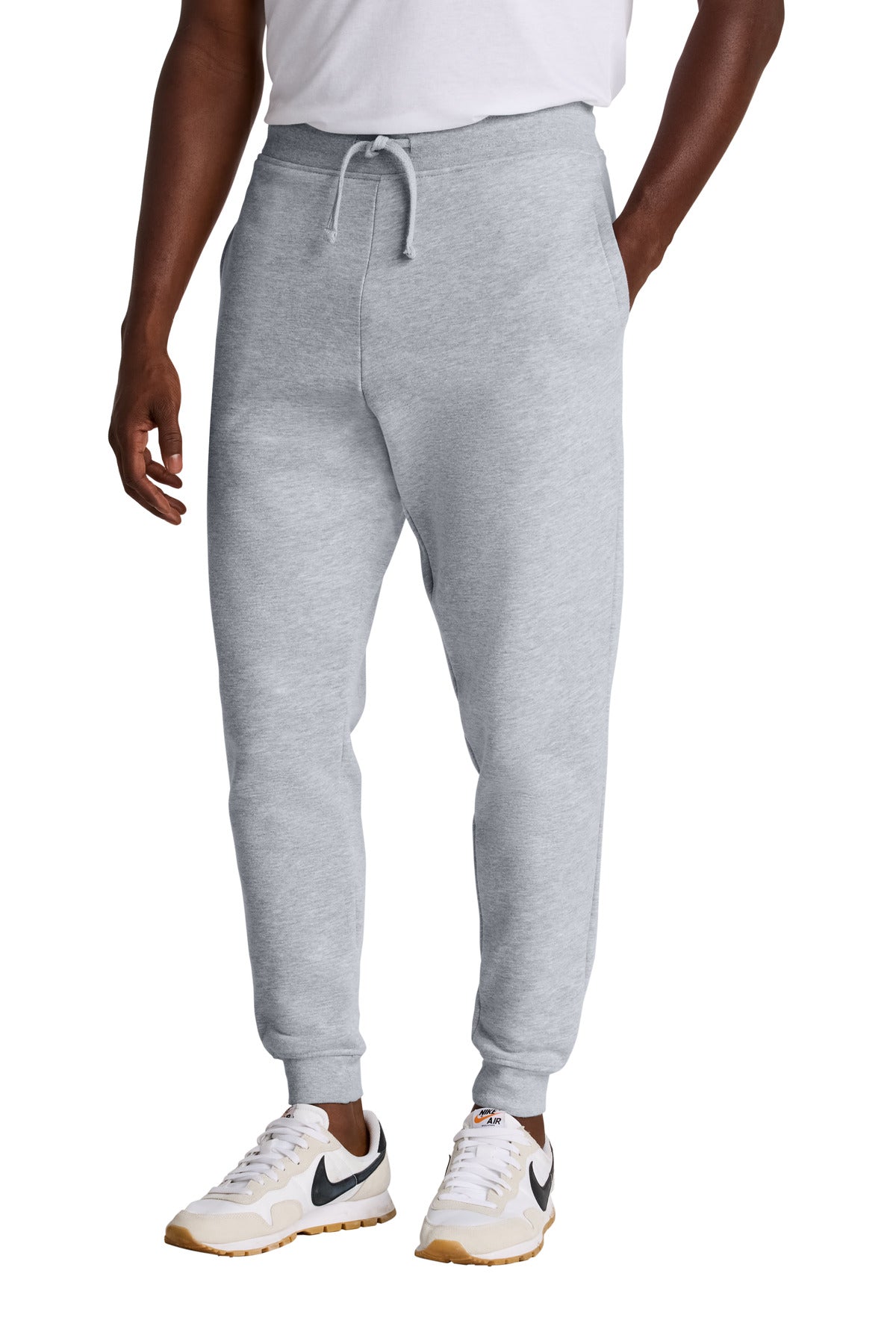 Custom logo District® V.I.T.™Fleece Jogger DT6107 in Light Heather Grey