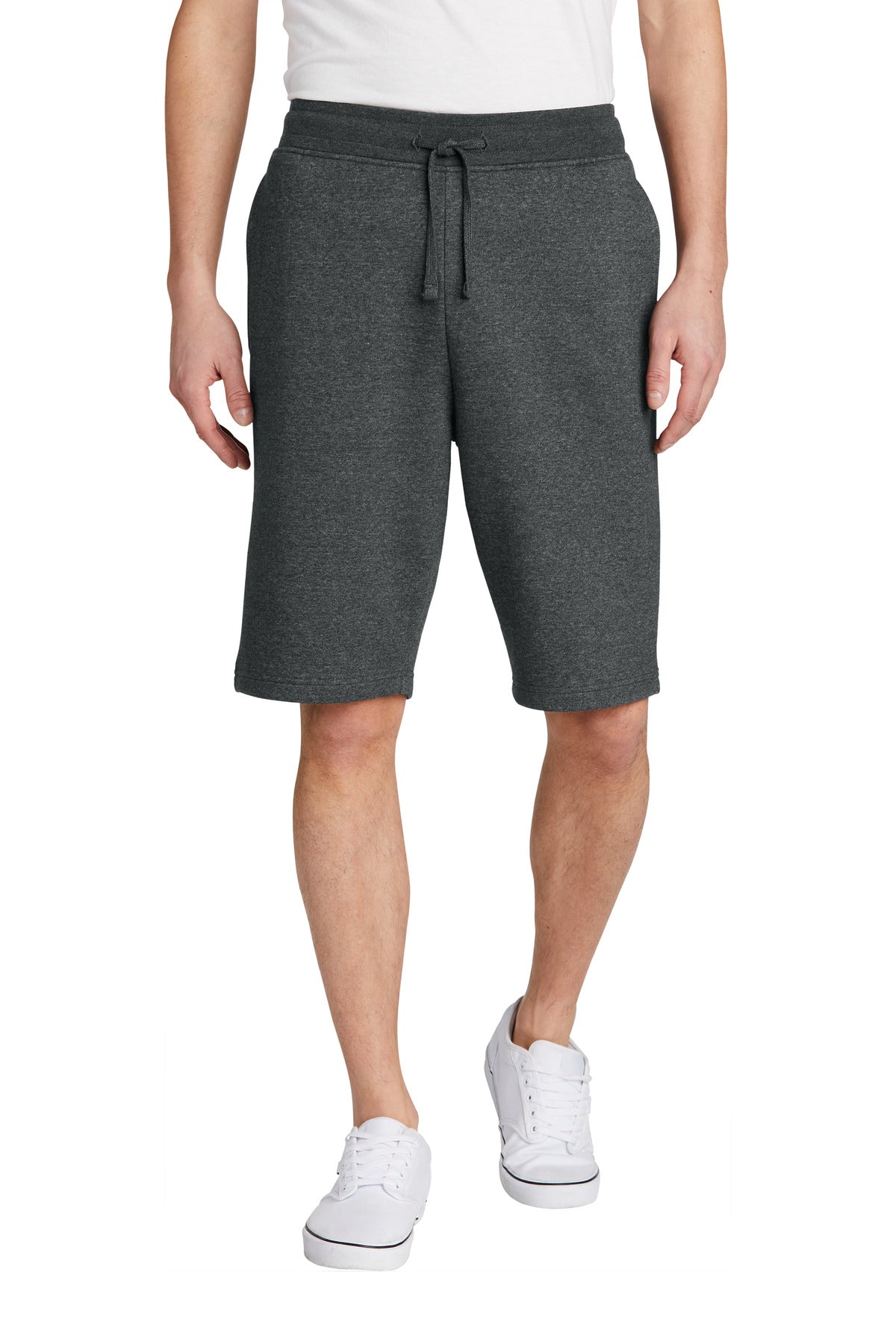 Custom logo District® V.I.T.™Fleece Short DT6108 in Heathered Charcoal